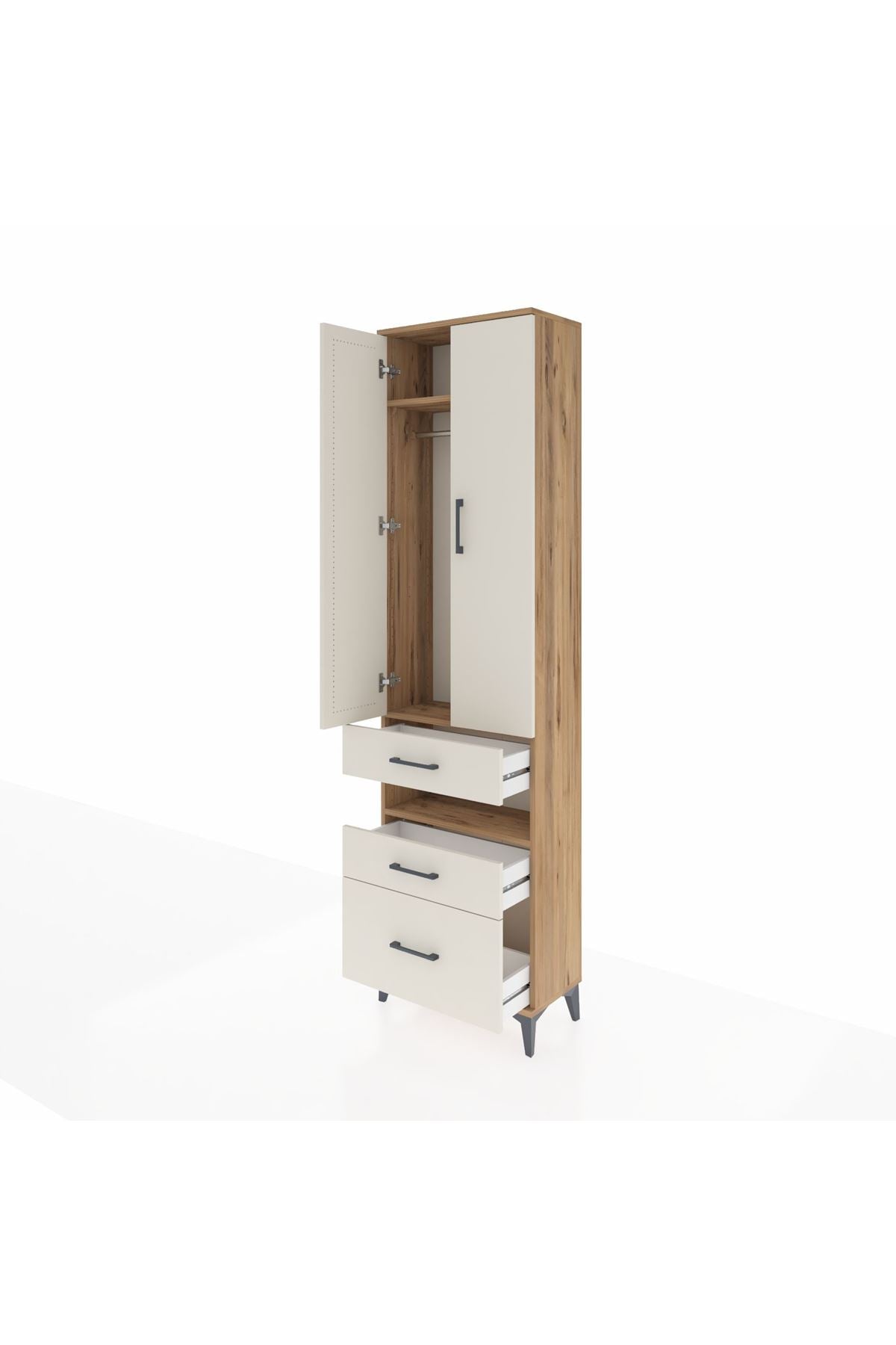 Arges Dolap 3 Raflı 3 Çekmeceli Tek Askılı 60x30x221 - S29M094V7A