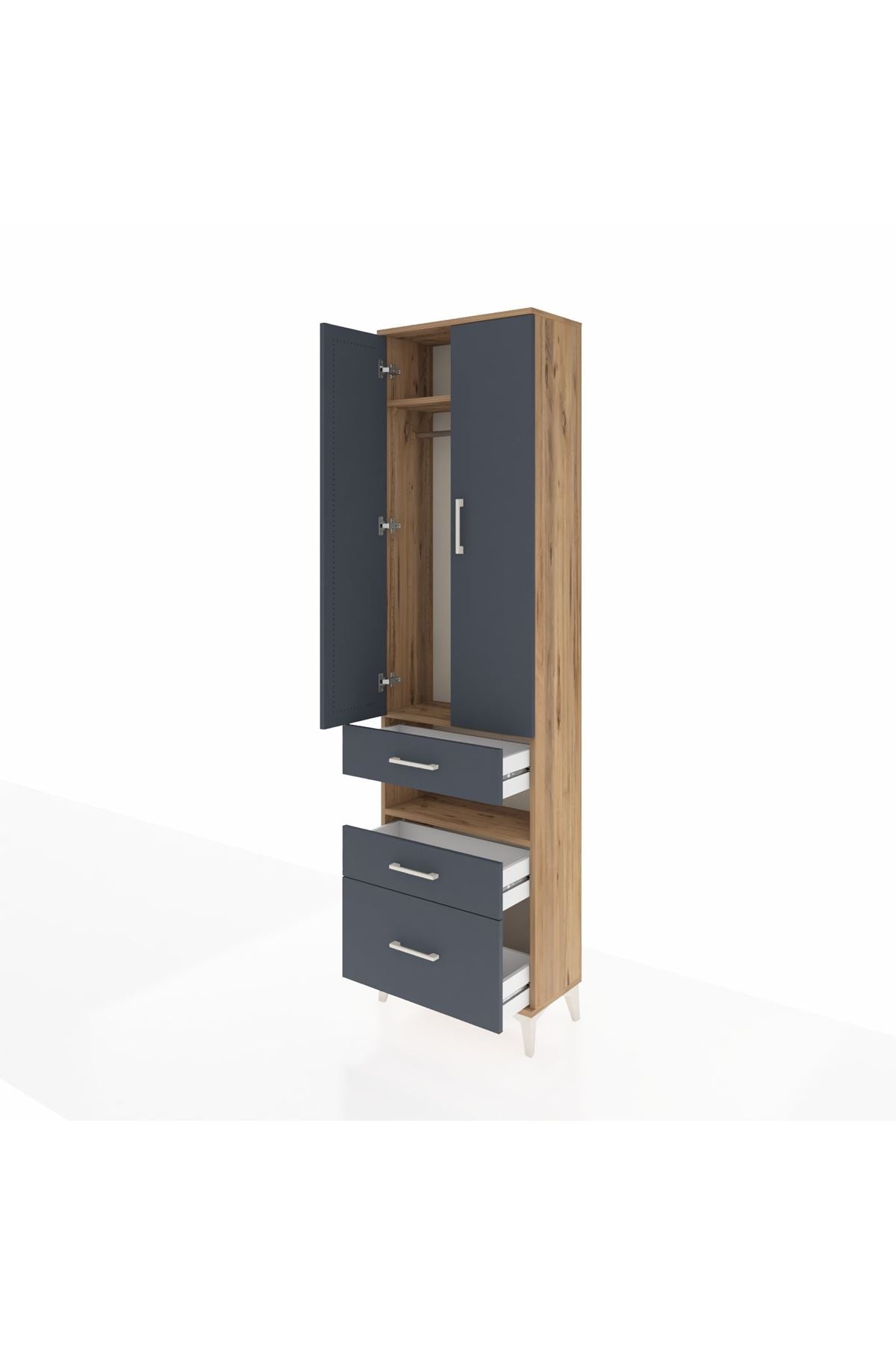 Arges Dolap 3 Raflı 3 Çekmeceli Tek Askılı 60x30x221 - S29M094V8A