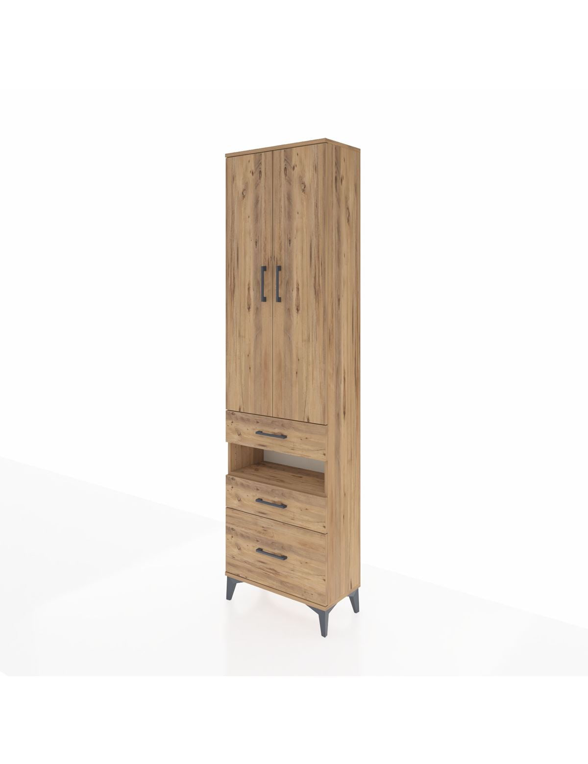 Arges Dolap 3 Raflı 3 Çekmeceli Tek Askılı 60x30x221 - S29M094V9A