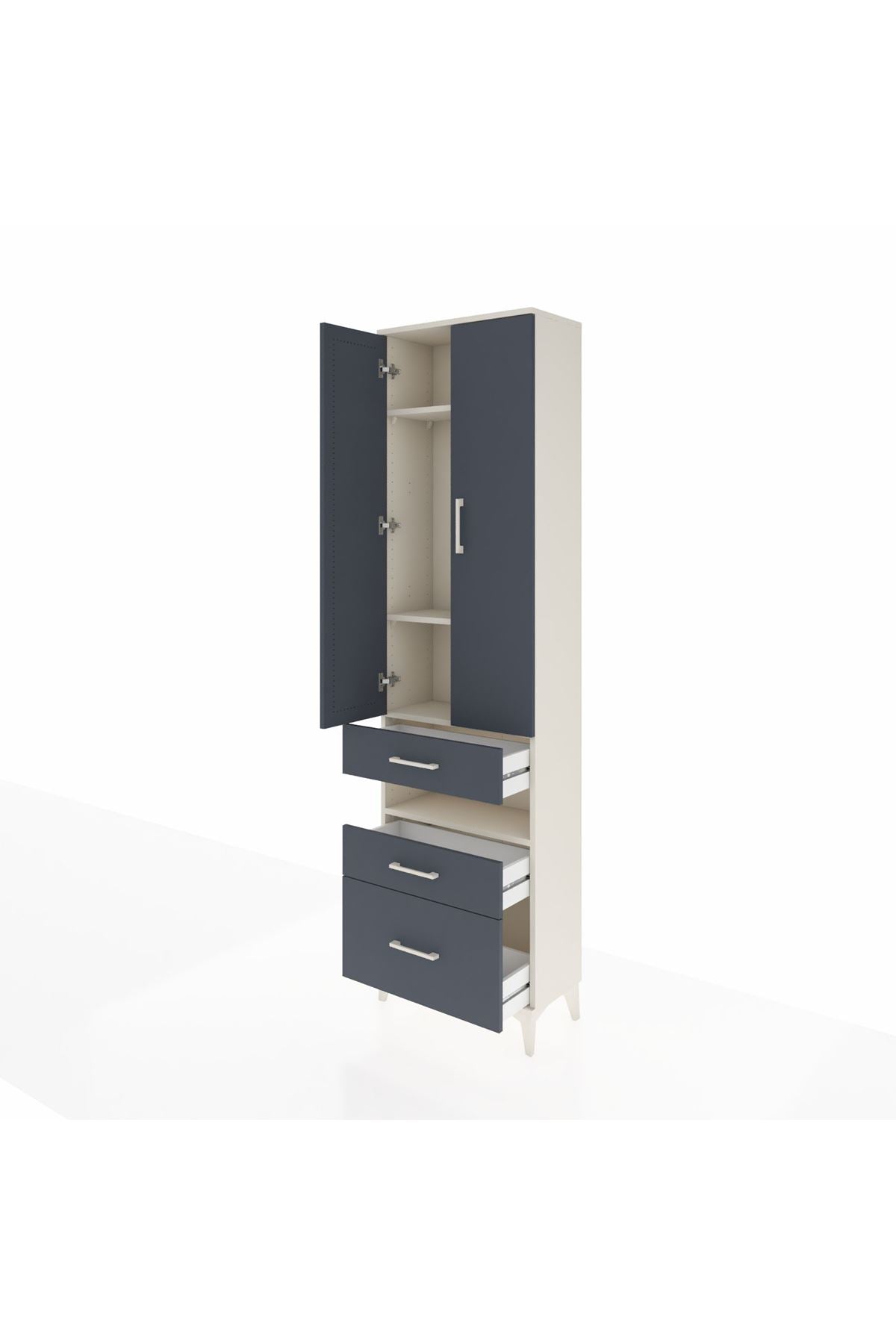 Arges Dolap 4 Raflı 3 Çekmeceli 2 Kapaklı 60x30x221 - S29M095V2A
