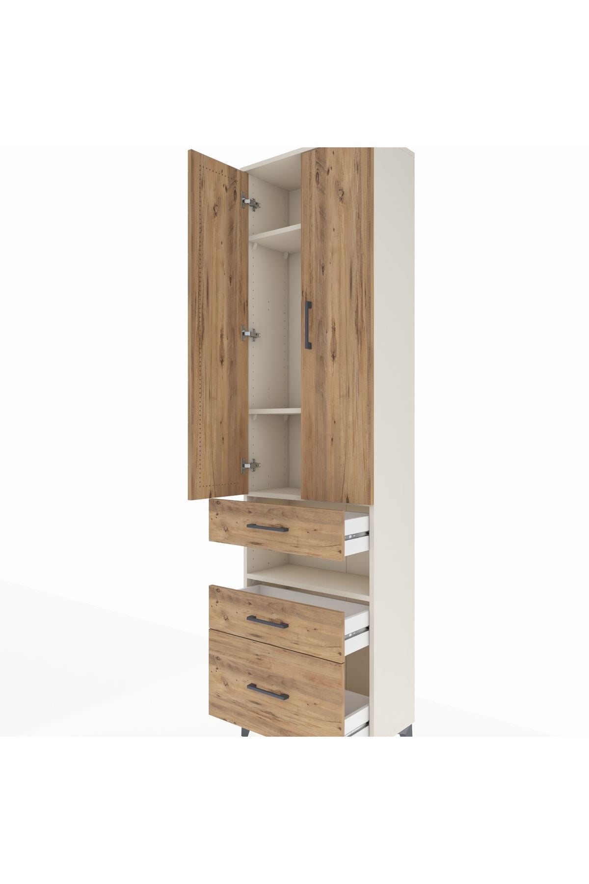 Arges Dolap 4 Raflı 3 Çekmeceli 2 Kapaklı 60x30x221 - S29M095V3A