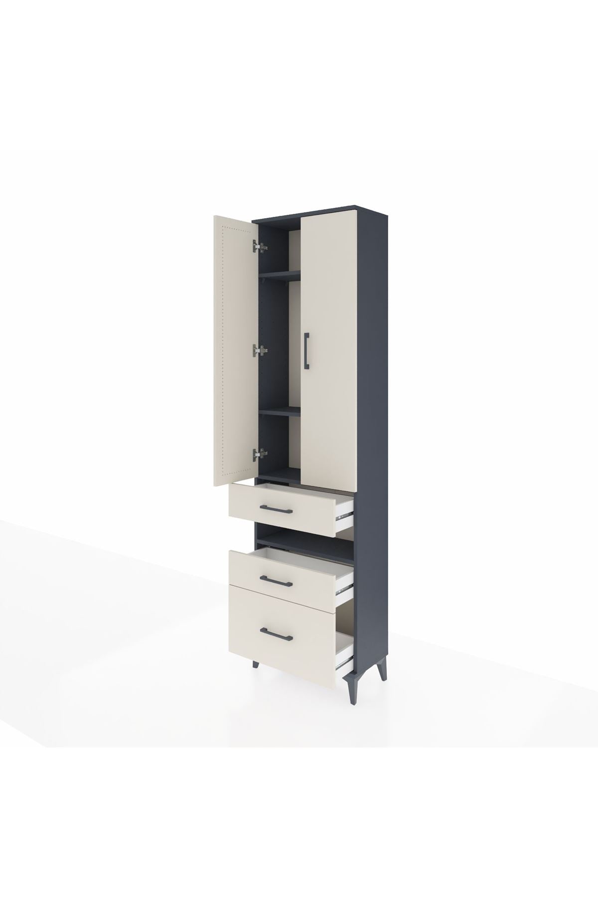 Arges Dolap 4 Raflı 3 Çekmeceli 2 Kapaklı 60x30x221 - S29M095V4A