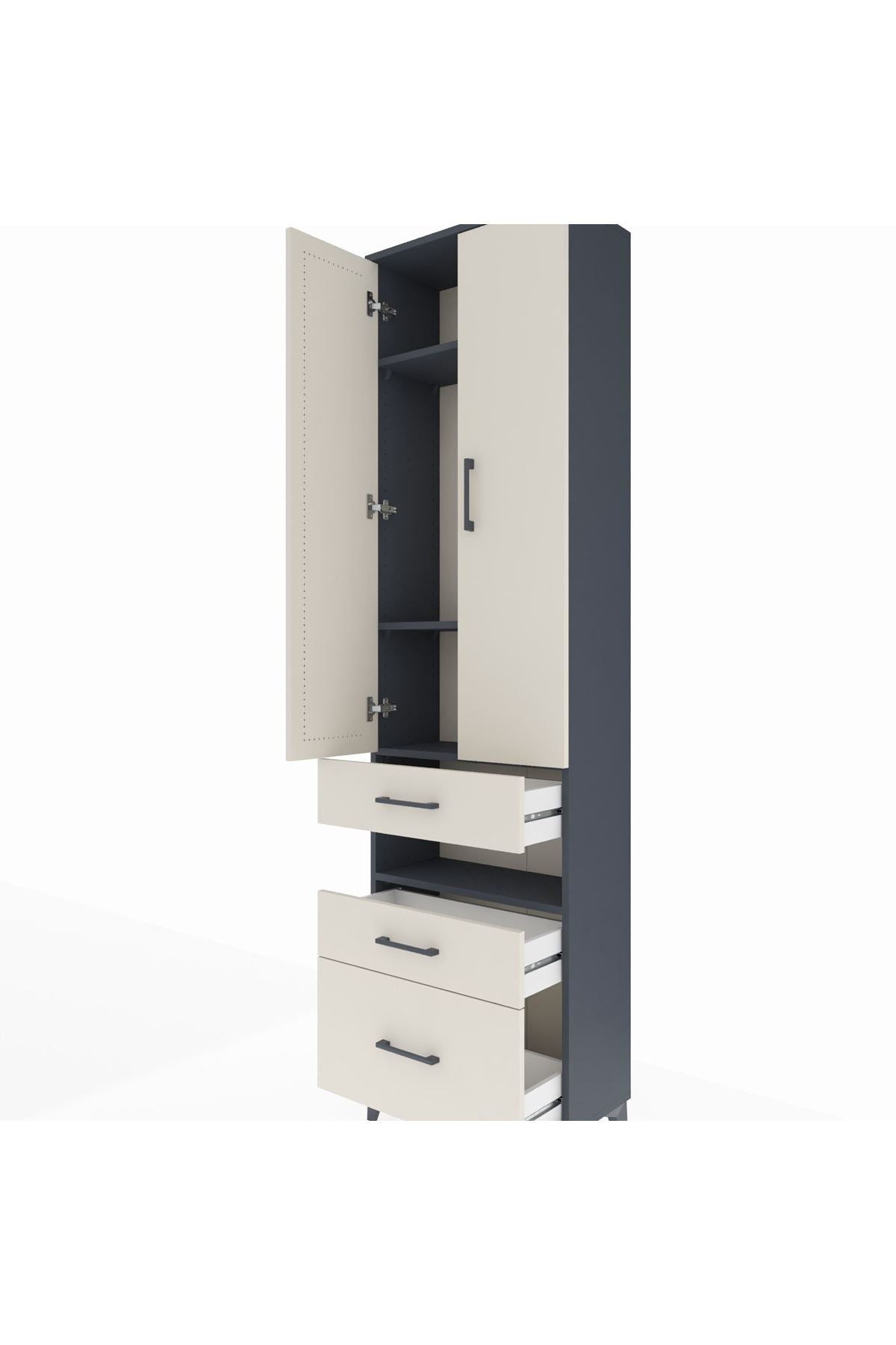 Arges Dolap 4 Raflı 3 Çekmeceli 2 Kapaklı 60x30x221 - S29M095V4A