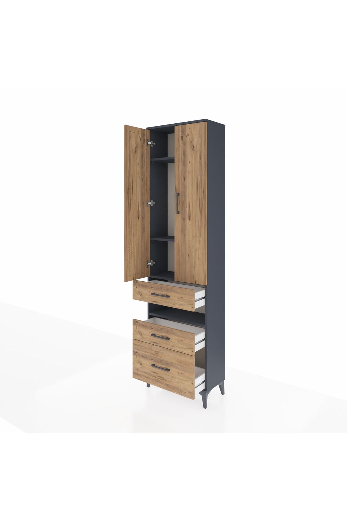 Arges Dolap 4 Raflı 3 Çekmeceli 2 Kapaklı 60x30x221 - S29M095V6A