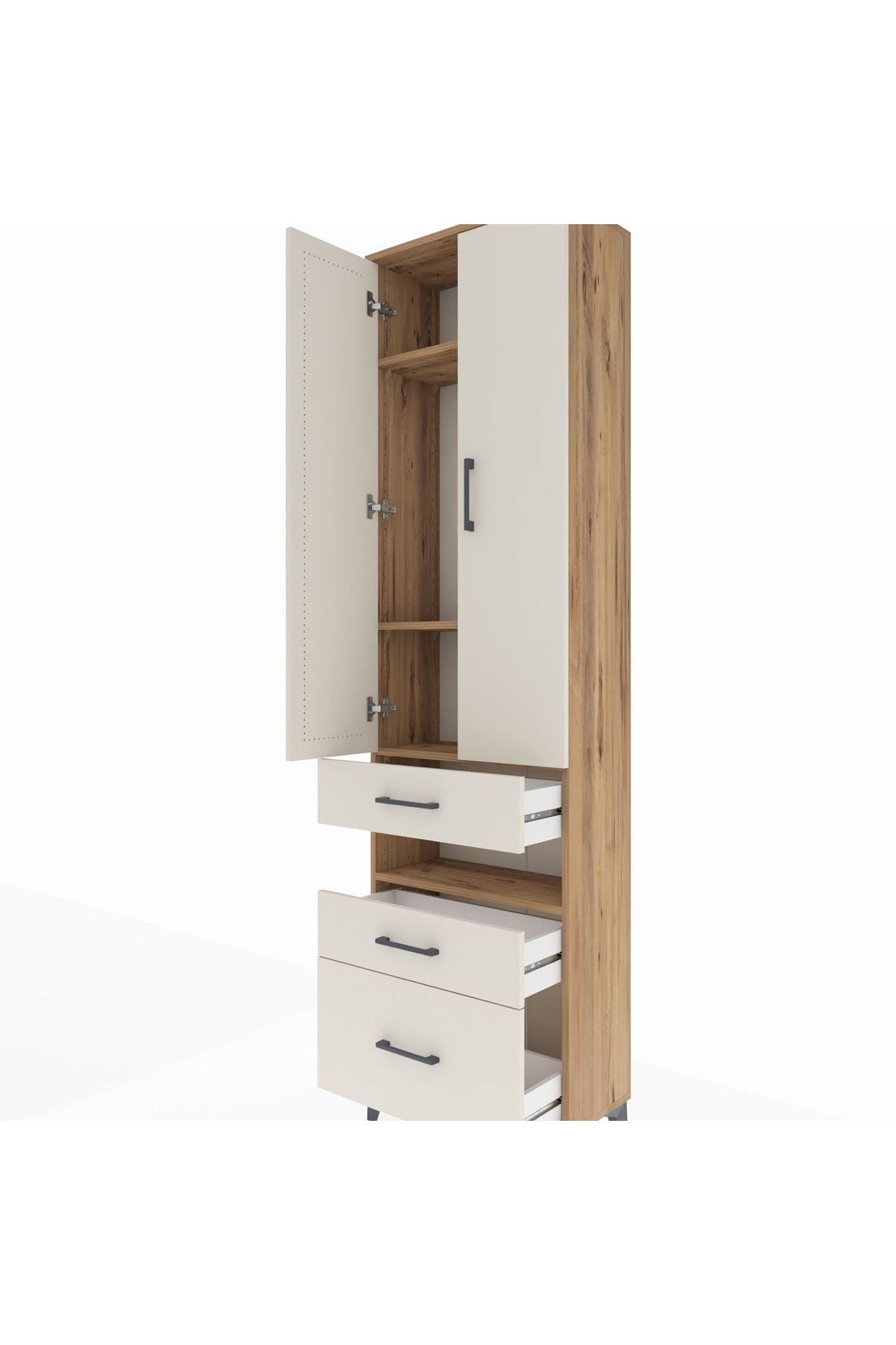 Arges Dolap 4 Raflı 3 Çekmeceli 2 Kapaklı 60x30x221 - S29M095V7A