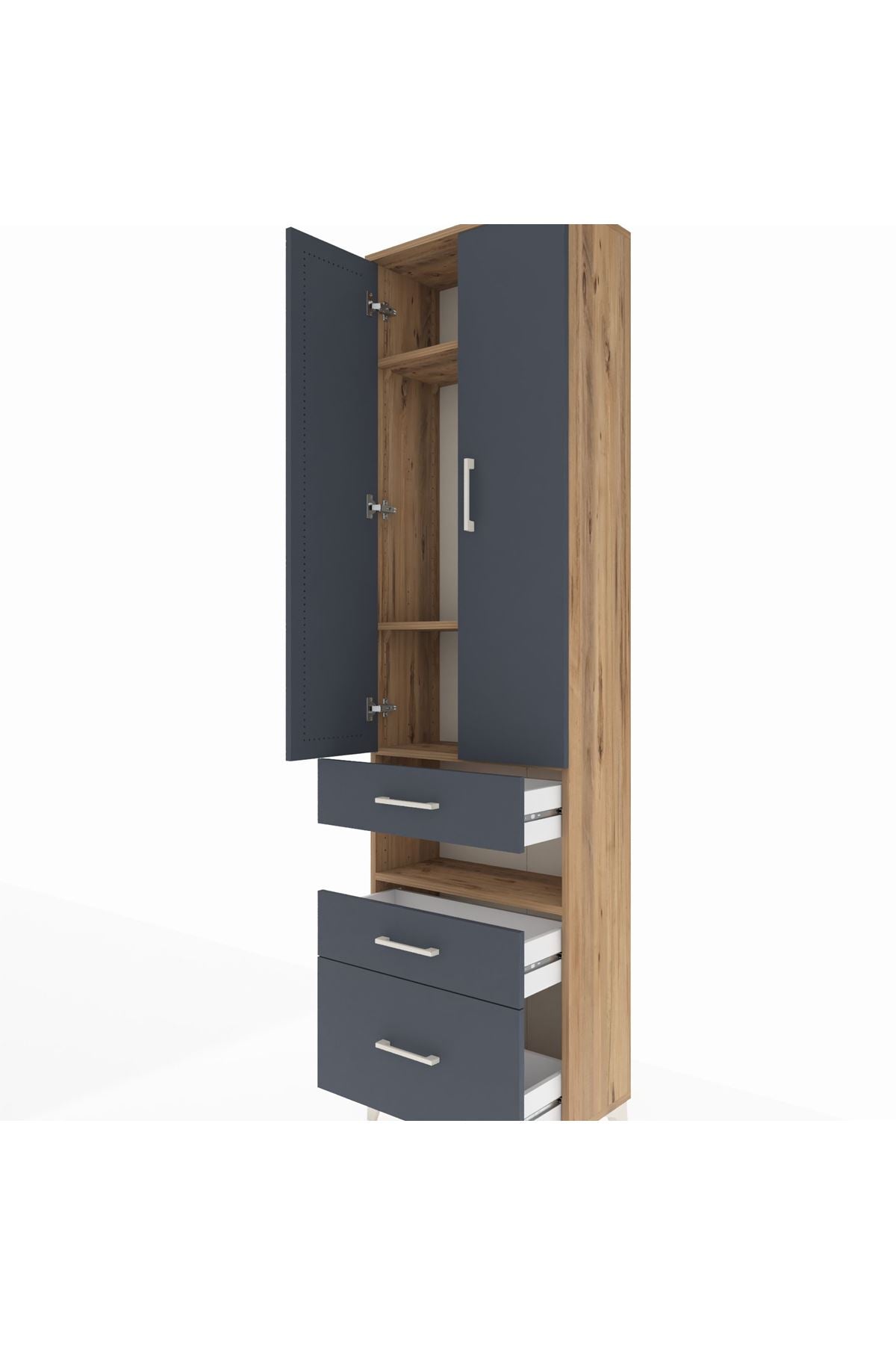 Arges Dolap 4 Raflı 3 Çekmeceli 2 Kapaklı 60x30x221 - S29M095V8A