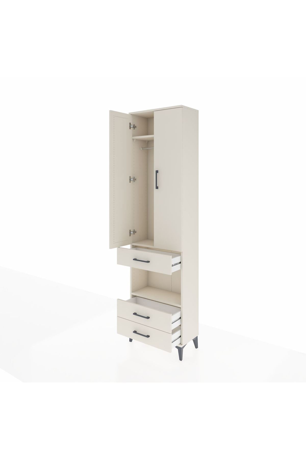Arges Dolap 3 Raflı 3 Çekmeceli Tek Askılı 60x30x221 - S29M097V1A