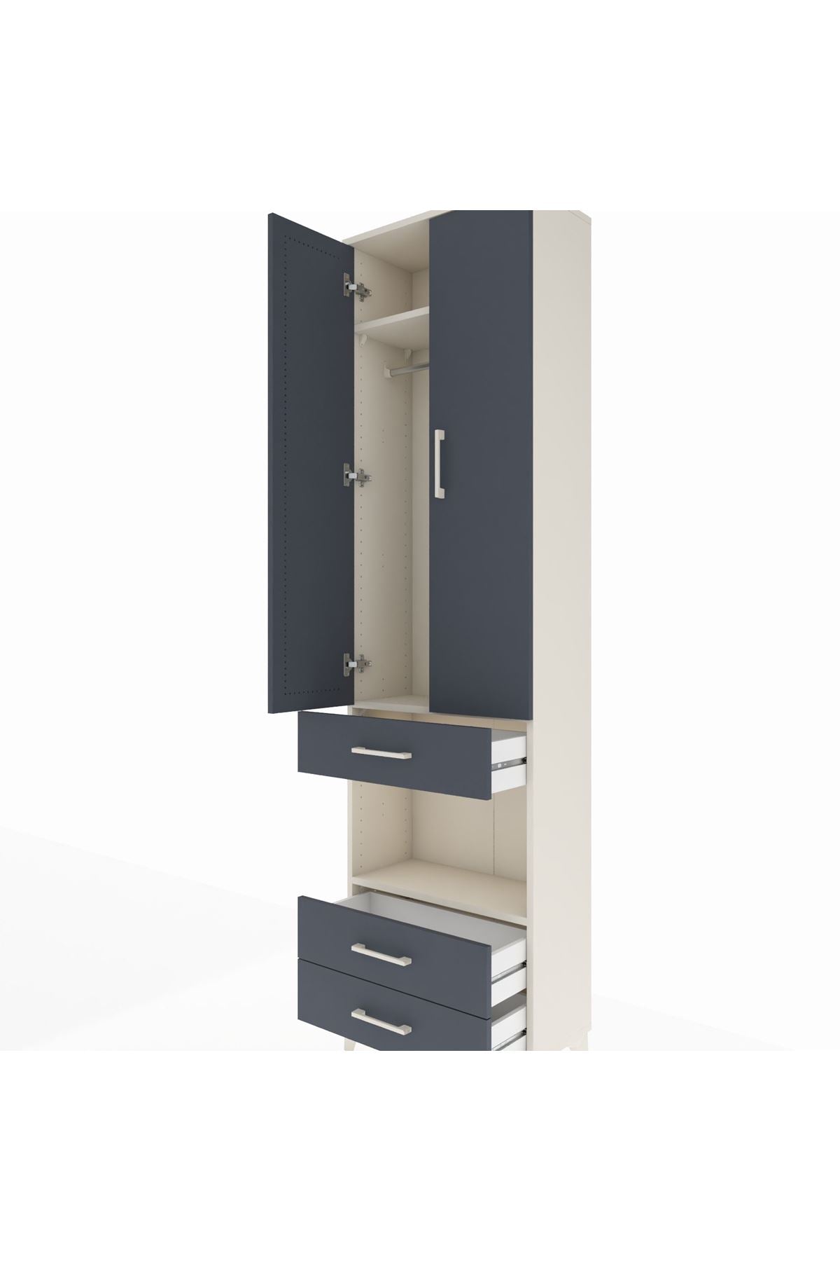 Arges Dolap 3 Raflı 3 Çekmeceli Tek Askılı 60x30x221 - S29M097V2A