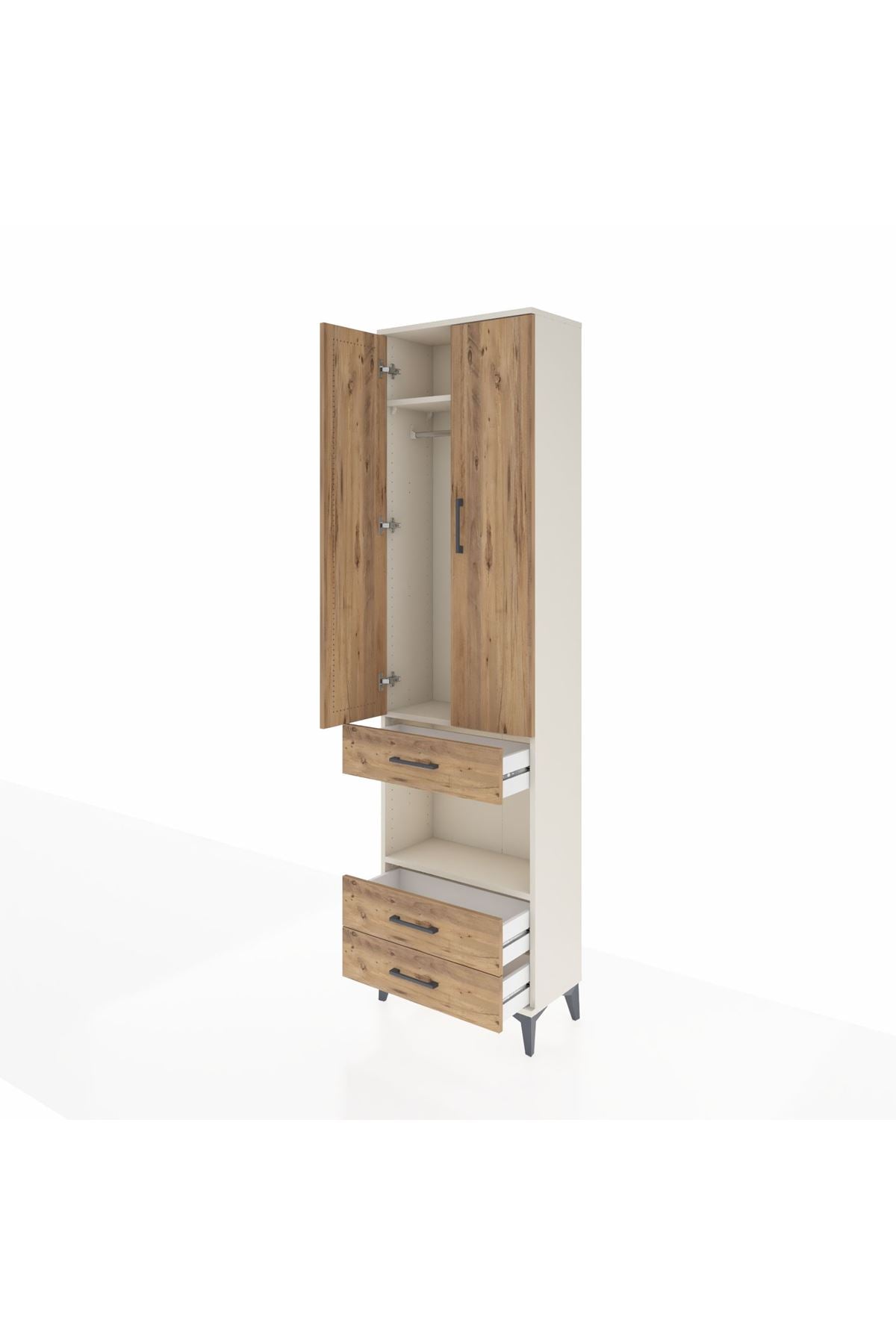 Arges Dolap 3 Raflı 3 Çekmeceli Tek Askılı 60x30x221 - S29M097V3A