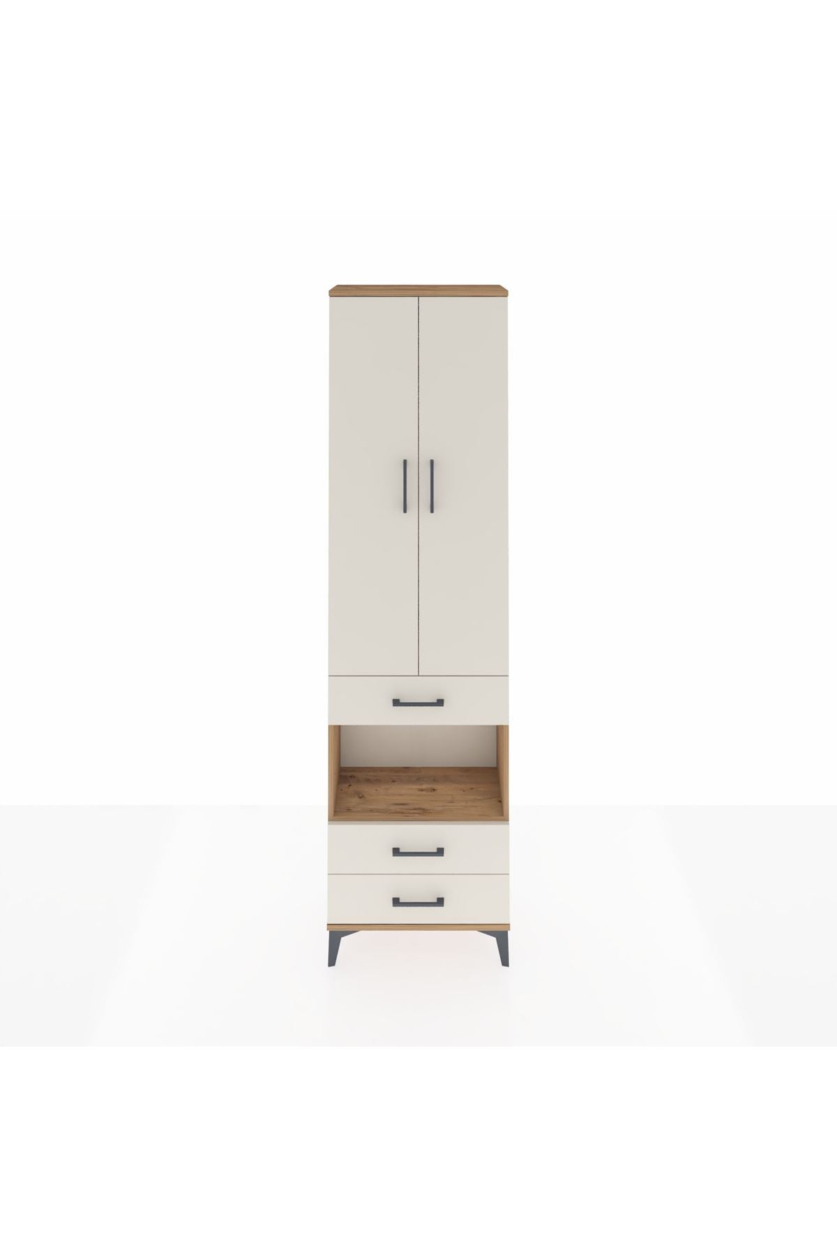 Arges Dolap 3 Raflı 3 Çekmeceli Tek Askılı 60x30x221 - S29M097V7A
