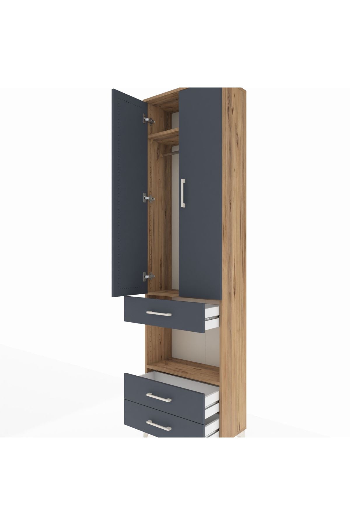 Arges Dolap 3 Raflı 3 Çekmeceli Tek Askılı 60x30x221 - S29M097V8A