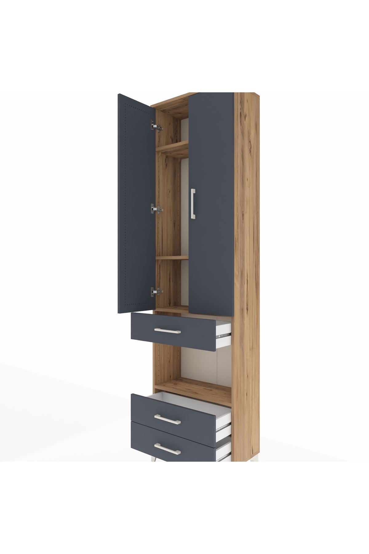 Arges Dolap 4 Raflı 3 Çekmeceli 2 Kapaklı 60x30x221 - S29M098V8A