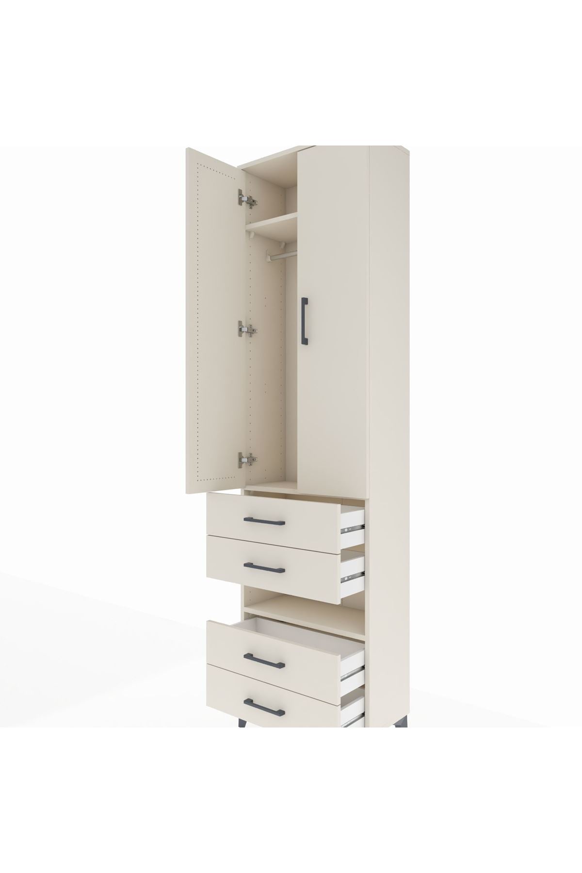 Arges Dolap 3 Raflı 4 Çekmeceli Tek Askılı 60x30x221 - S29M100V1A