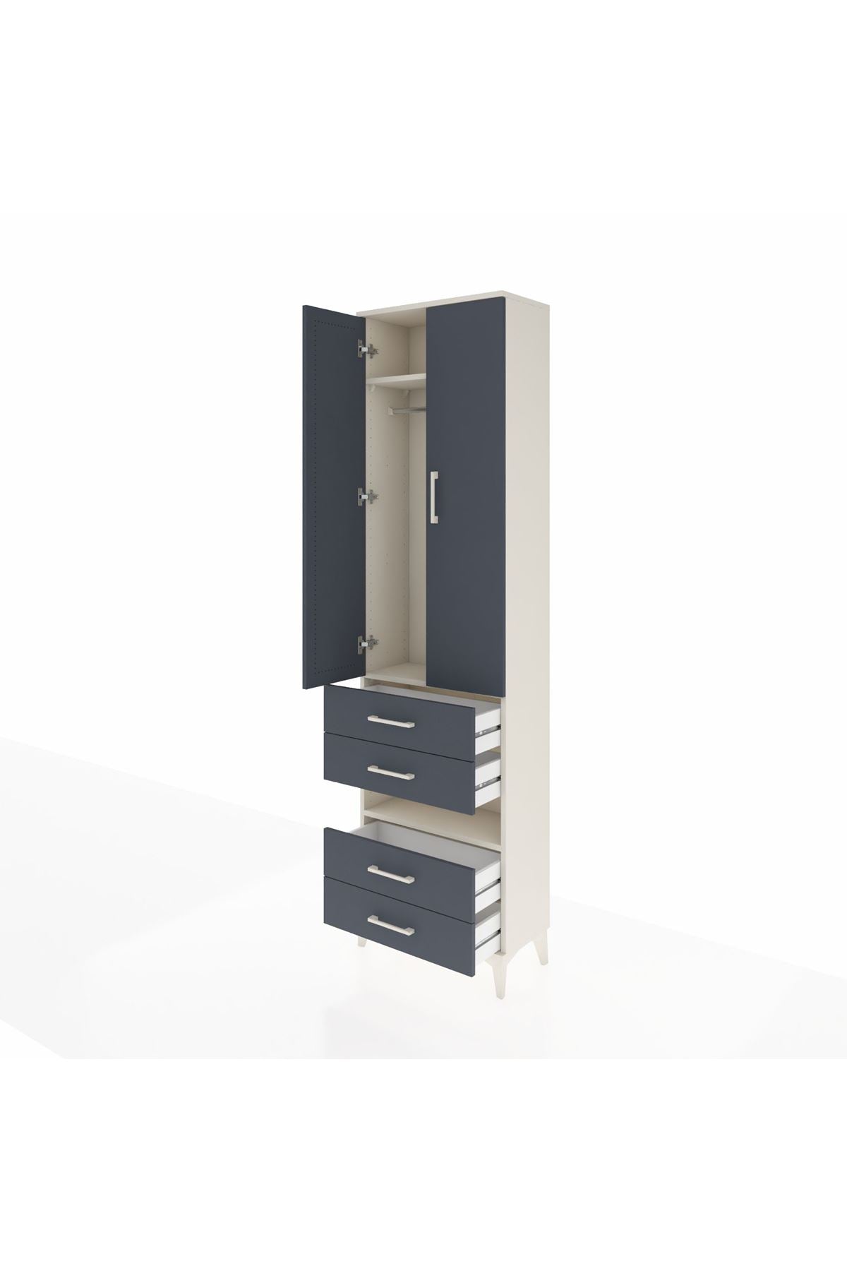 Arges Dolap 3 Raflı 4 Çekmeceli Tek Askılı 60x30x221 - S29M100V2A