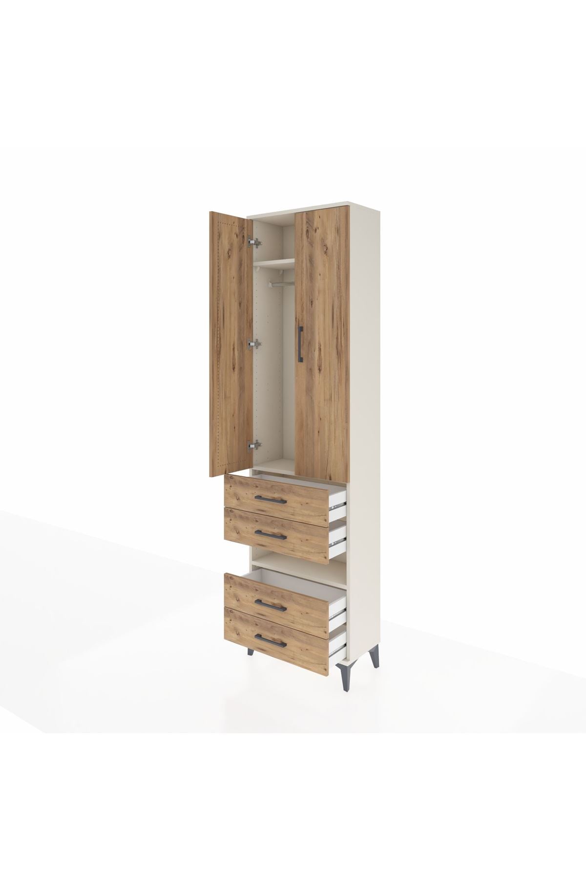 Arges Dolap 3 Raflı 4 Çekmeceli Tek Askılı 60x30x221 - S29M100V3A