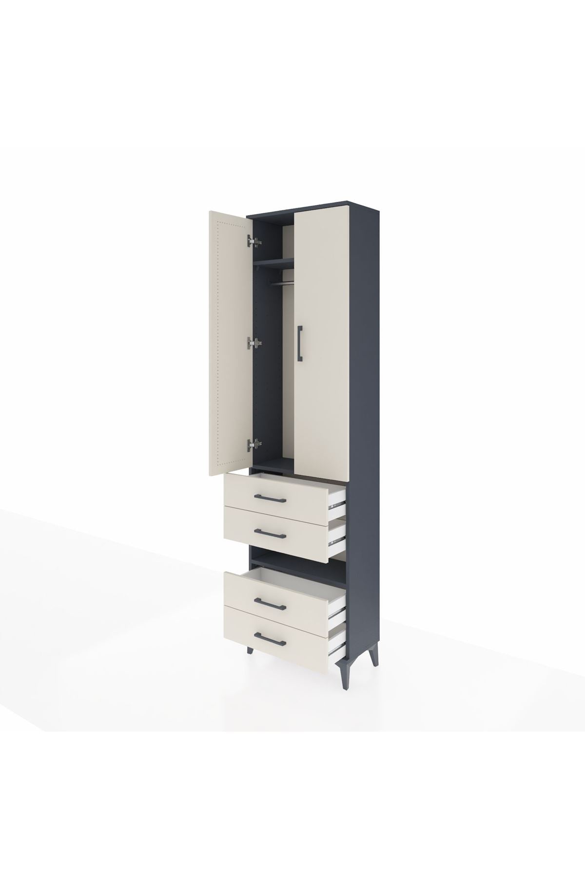 Arges Dolap 3 Raflı 4 Çekmeceli Tek Askılı 60x30x221 - S29M100V4A