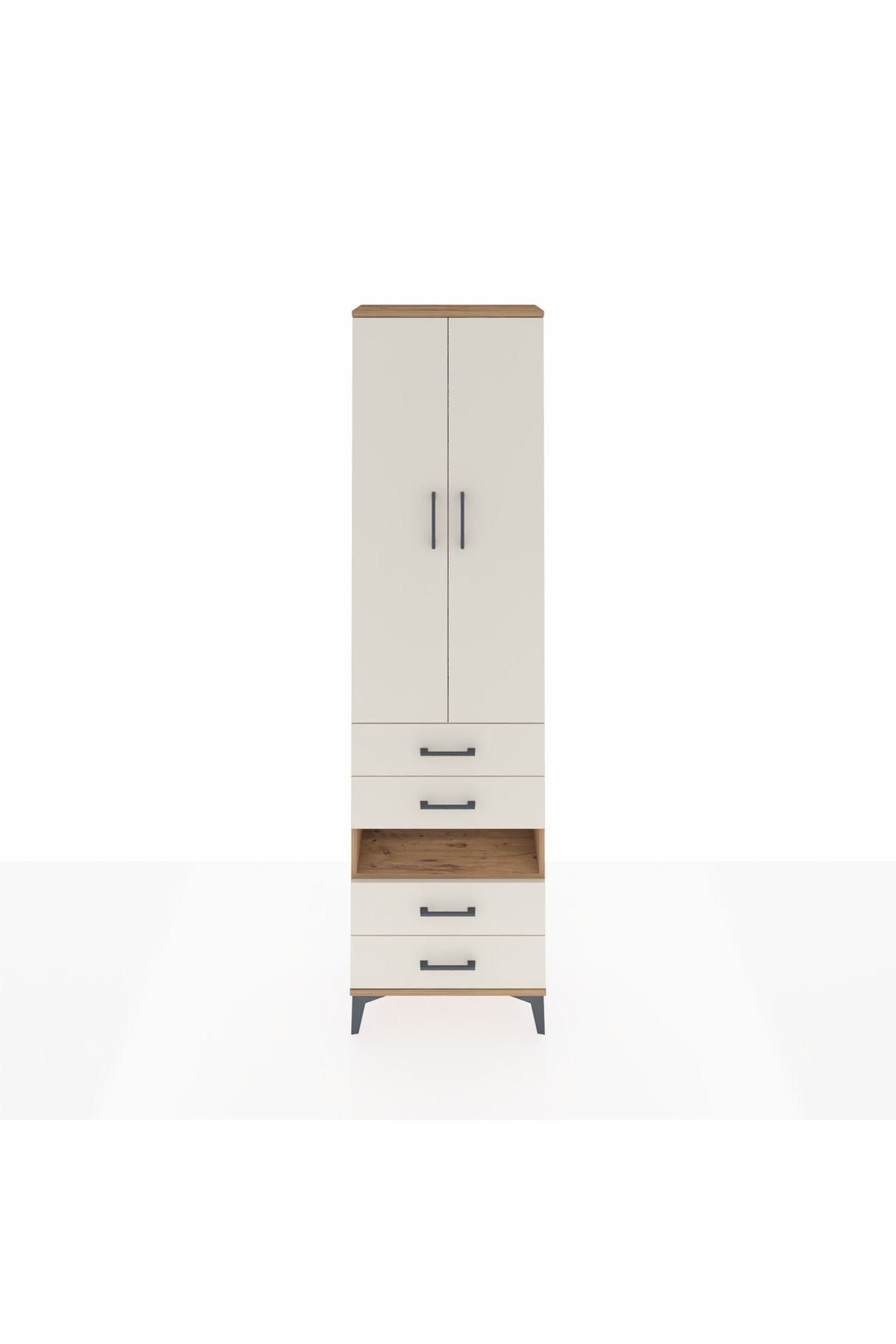 Arges Dolap 3 Raflı 4 Çekmeceli Tek Askılı 60x30x221 - S29M100V7A