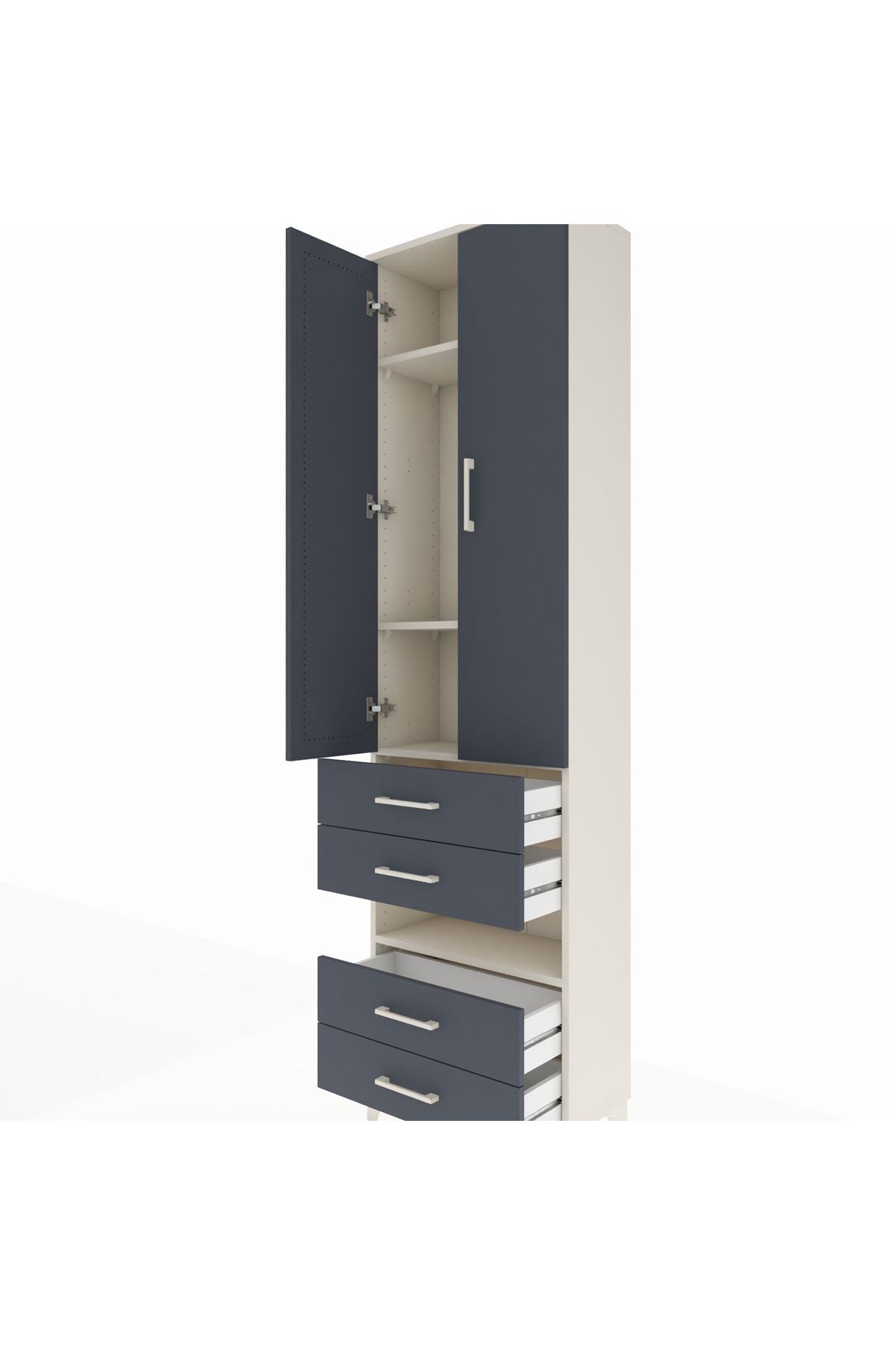Arges Dolap 4 Raflı 4 Çekmeceli 2 Kapaklı 60x30x221 - S29M101V2A