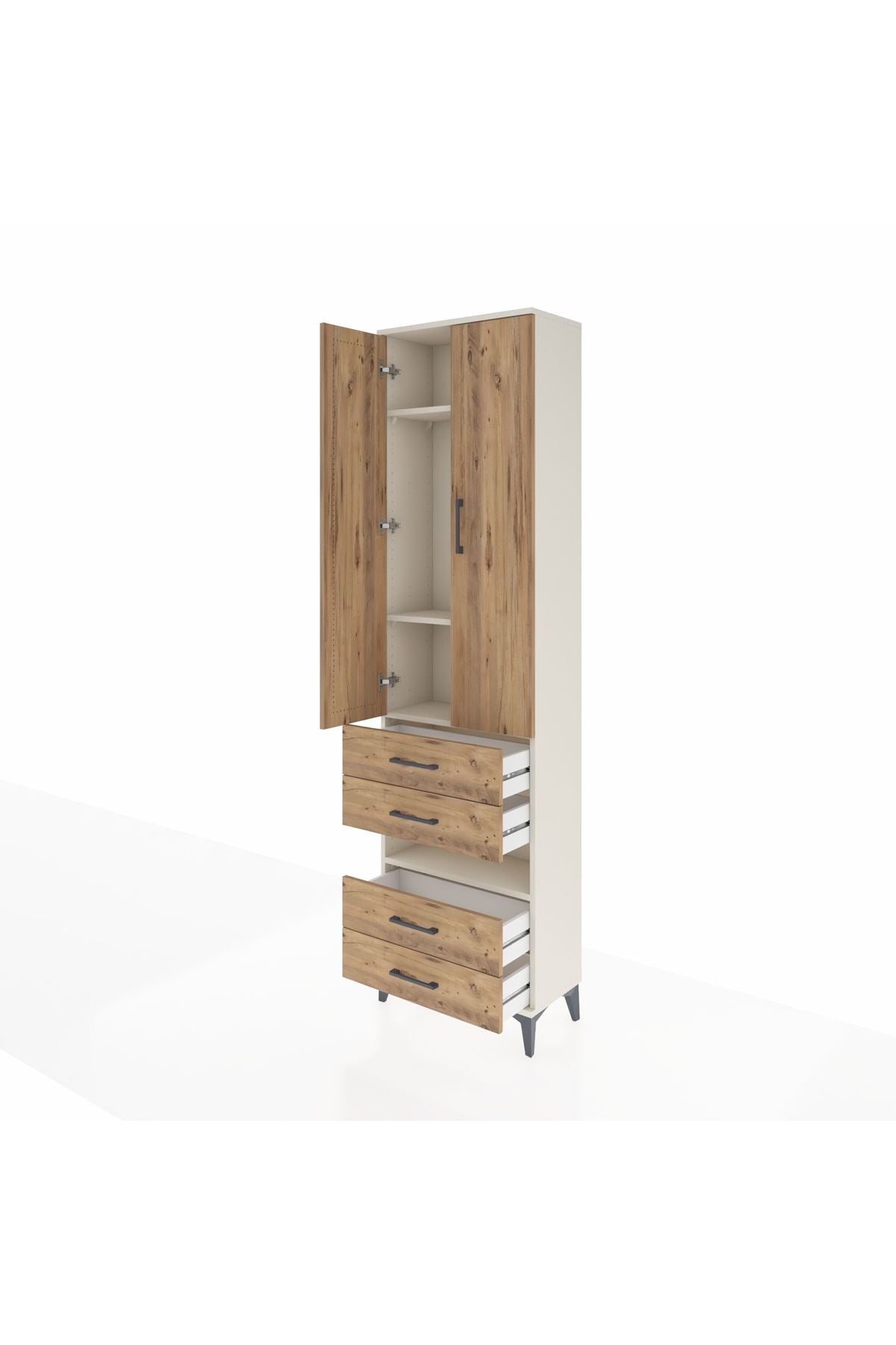 Arges Dolap 4 Raflı 4 Çekmeceli 2 Kapaklı 60x30x221 - S29M101V3A