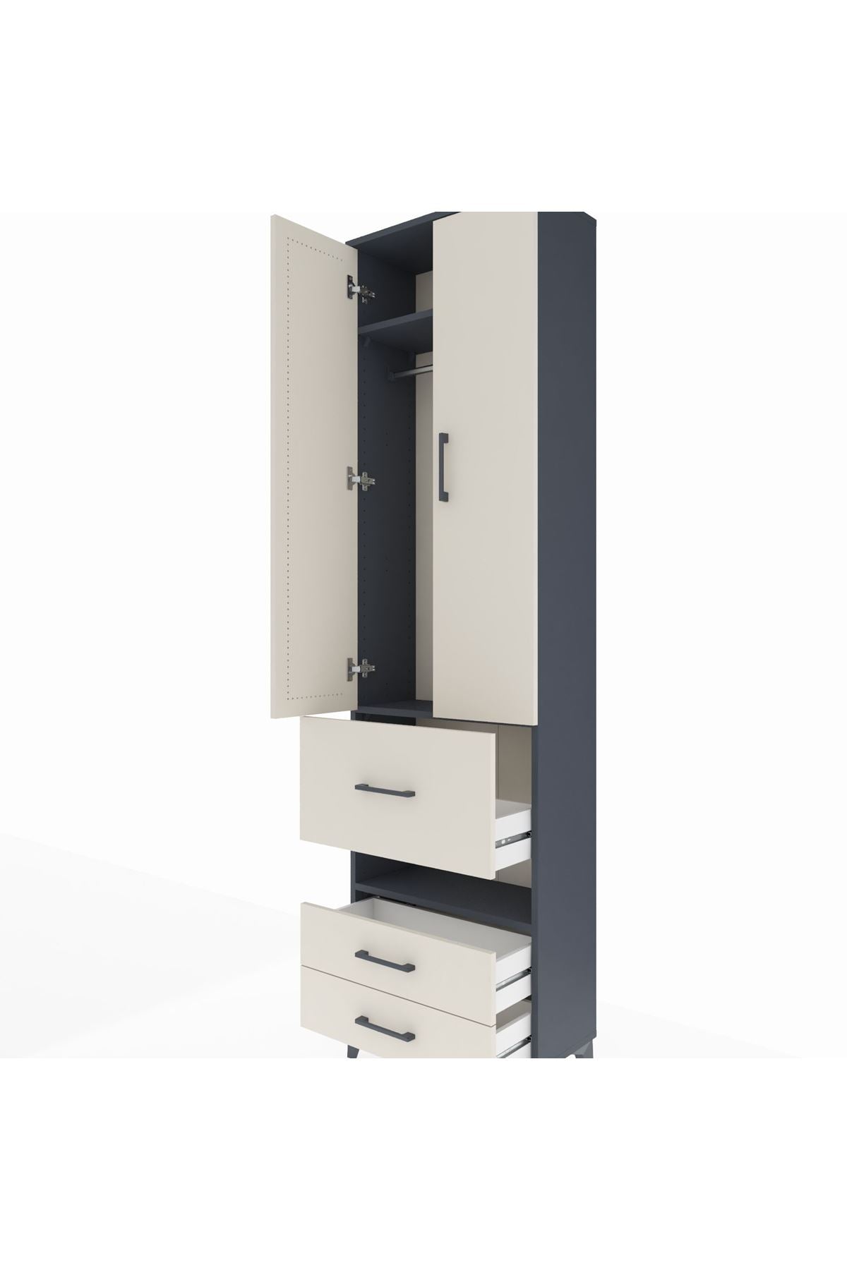 Arges Dolap 3 Raflı 3 Çekmeceli Tek Askılı 60x30x221 - S29M103V4A