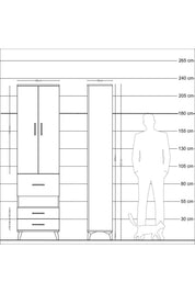 Arges Dolap 3 Raflı 3 Çekmeceli Tek Askılı 60x30x221 - S29M103V5A