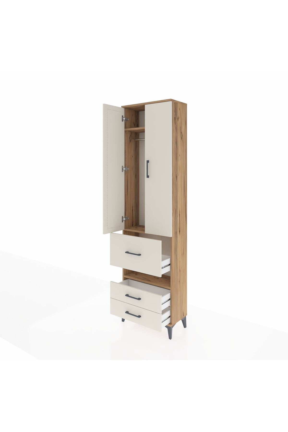Arges Dolap 3 Raflı 3 Çekmeceli Tek Askılı 60x30x221 - S29M103V7A