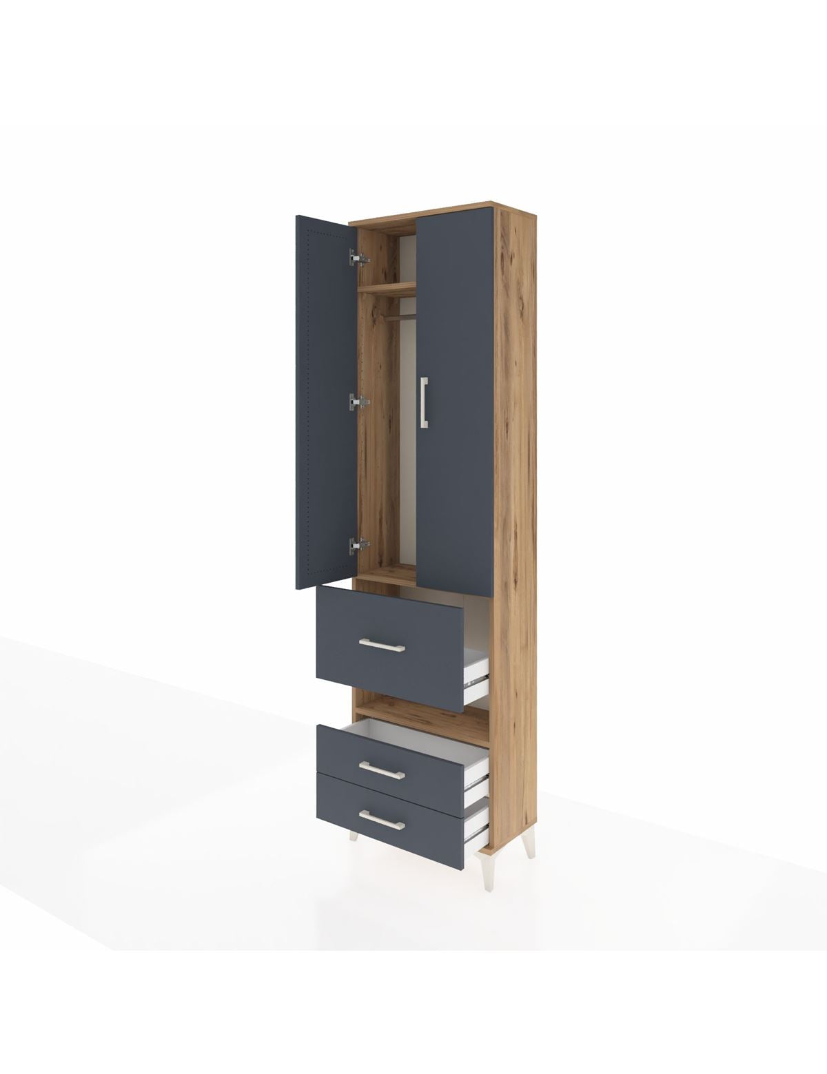 Arges Dolap 3 Raflı 3 Çekmeceli Tek Askılı 60x30x221 - S29M103V8A