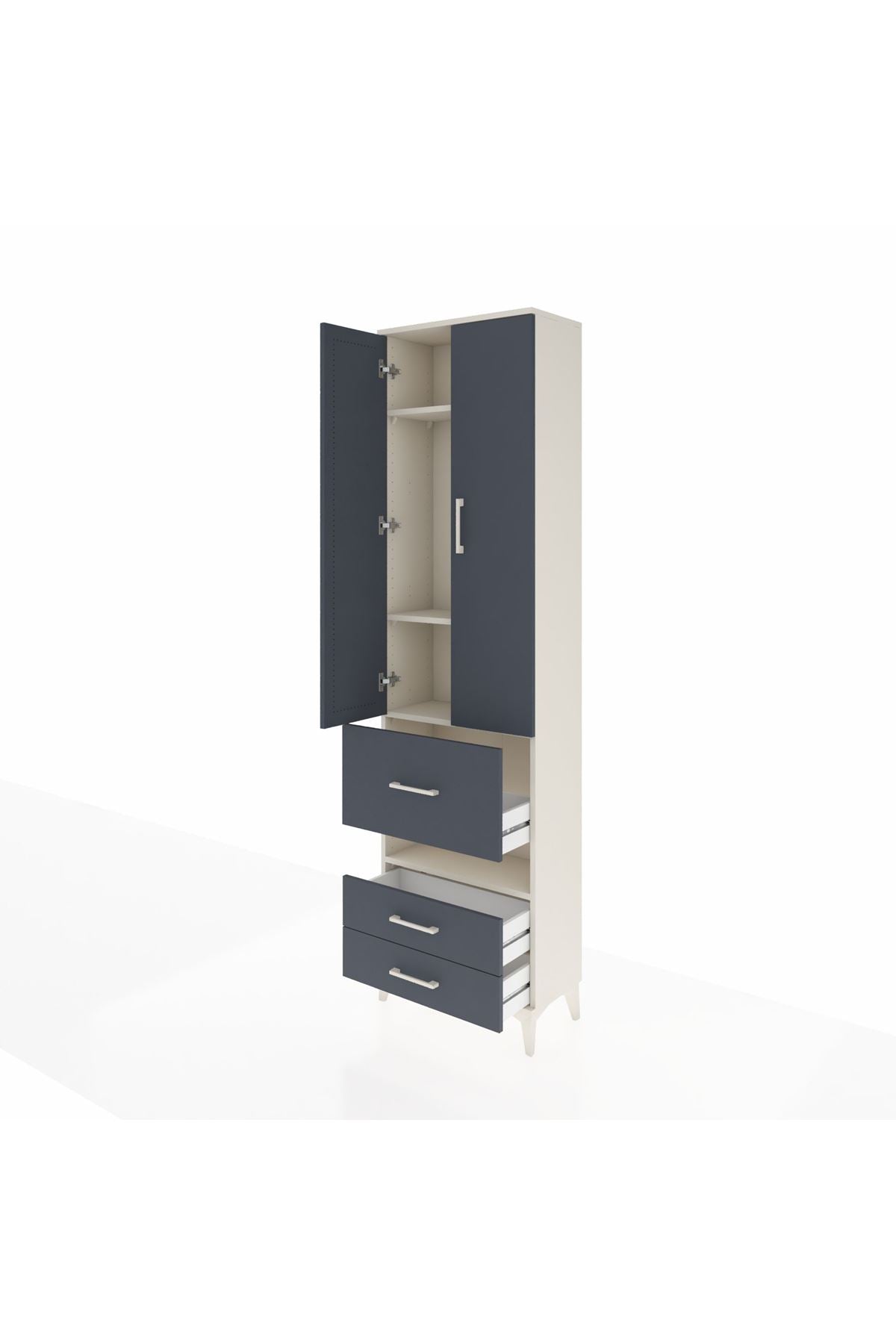 Arges Dolap 4 Raflı 3 Çekmeceli 2 Kapaklı 60x30x221 - S29M104V2A