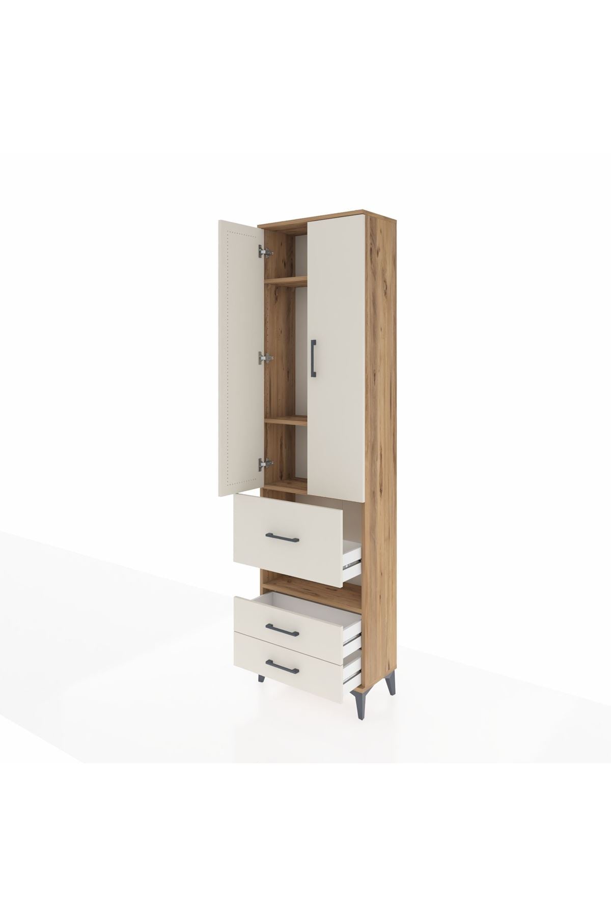 Arges Dolap 4 Raflı 3 Çekmeceli 2 Kapaklı 60x30x221 - S29M104V7A