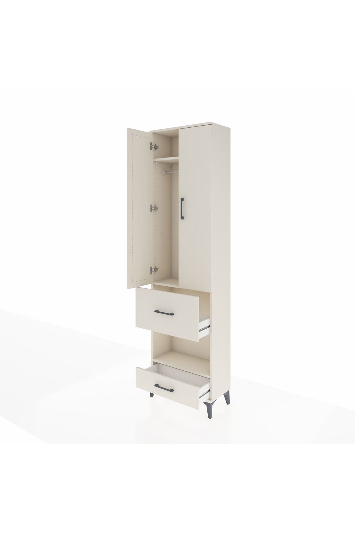 Arges Dolap 3 Raflı 2 Çekmeceli Tek Askılı 60x30x221 - S29M106V1A