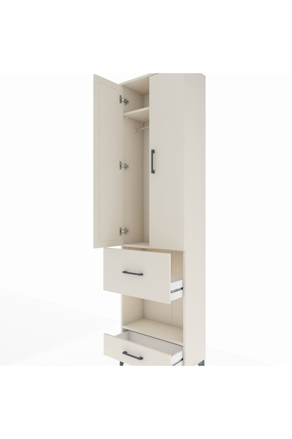 Arges Dolap 3 Raflı 2 Çekmeceli Tek Askılı 60x30x221 - S29M106V1A