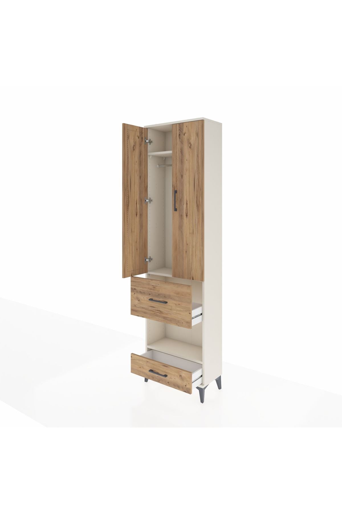 Arges Dolap 3 Raflı 2 Çekmeceli Tek Askılı 60x30x221 - S29M106V3A