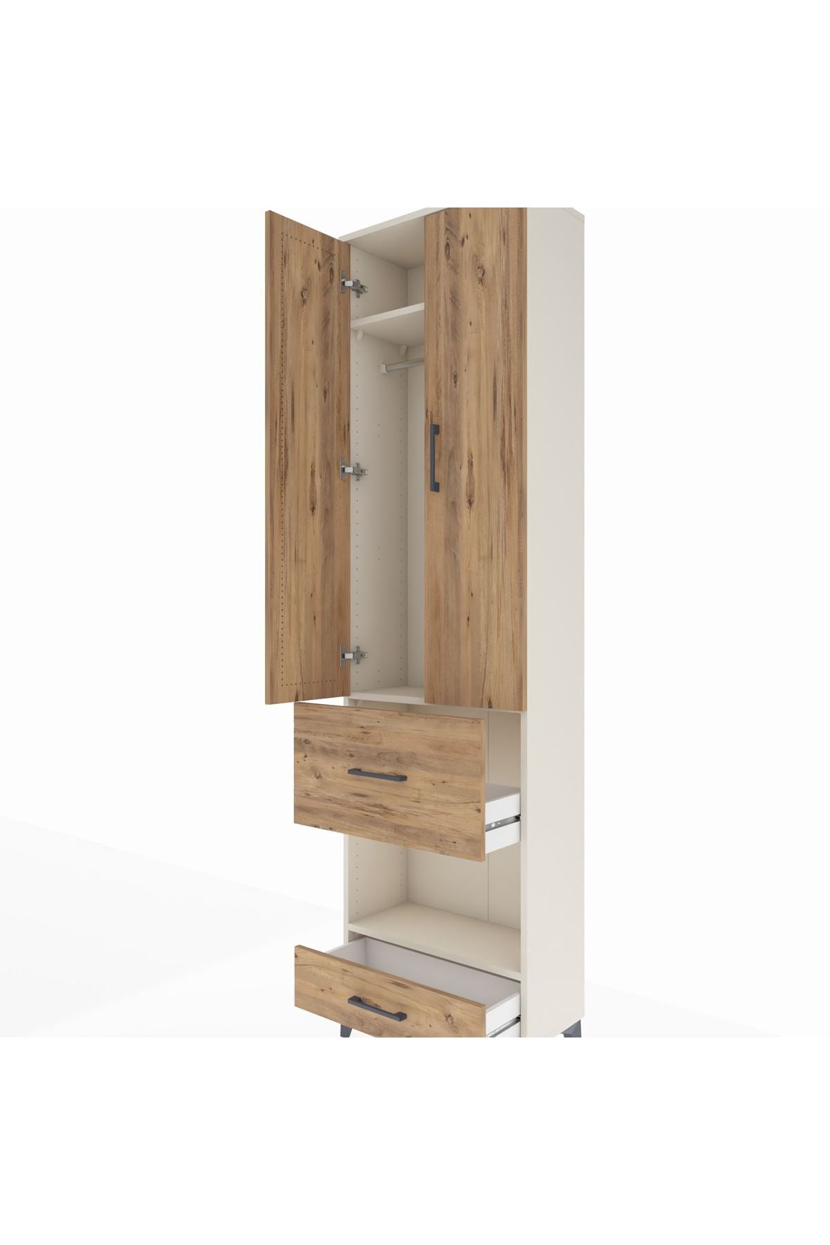 Arges Dolap 3 Raflı 2 Çekmeceli Tek Askılı 60x30x221 - S29M106V3A