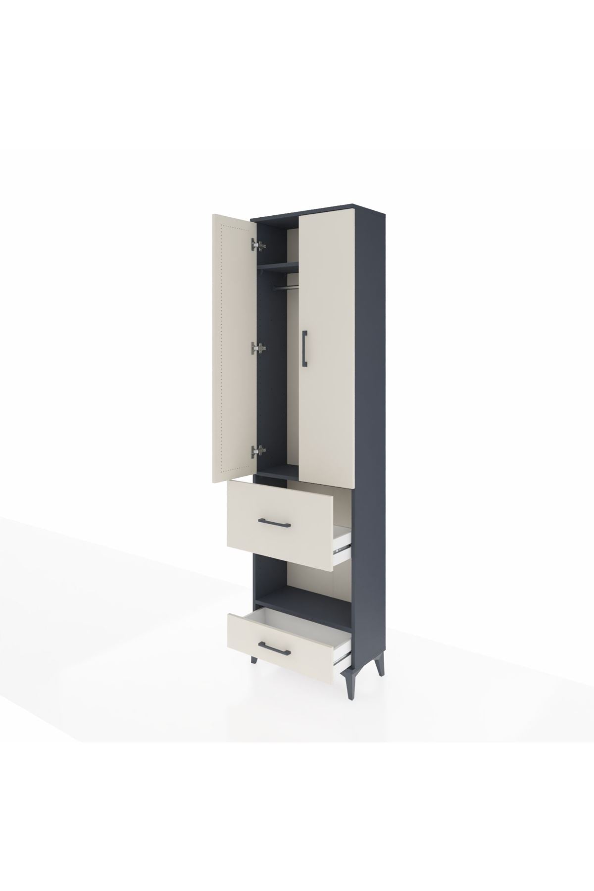 Arges Dolap 3 Raflı 2 Çekmeceli Tek Askılı 60x30x221 - S29M106V4A