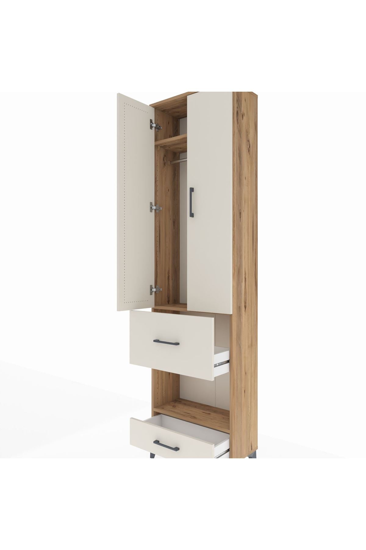 Arges Dolap 3 Raflı 2 Çekmeceli Tek Askılı 60x30x221 - S29M106V7A
