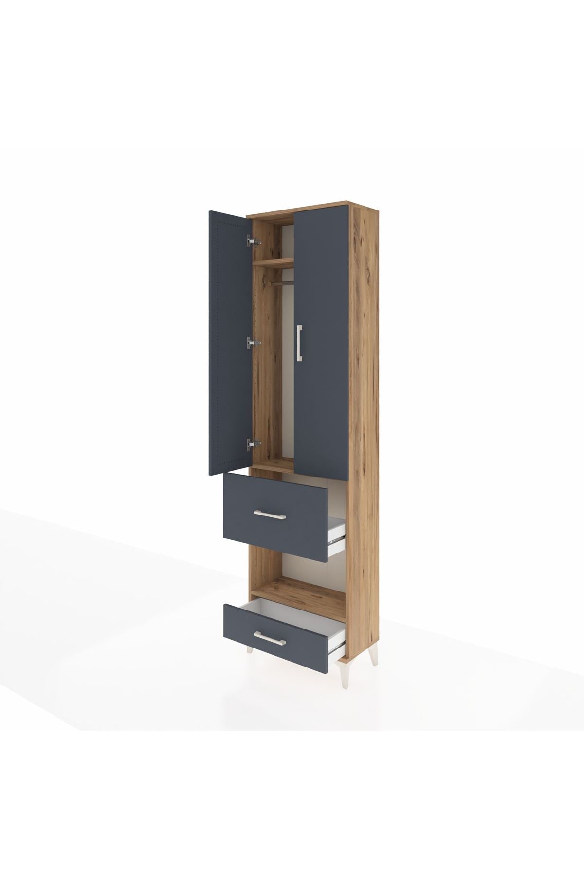 Arges Dolap 3 Raflı 2 Çekmeceli Tek Askılı 60x30x221 - S29M106V8A