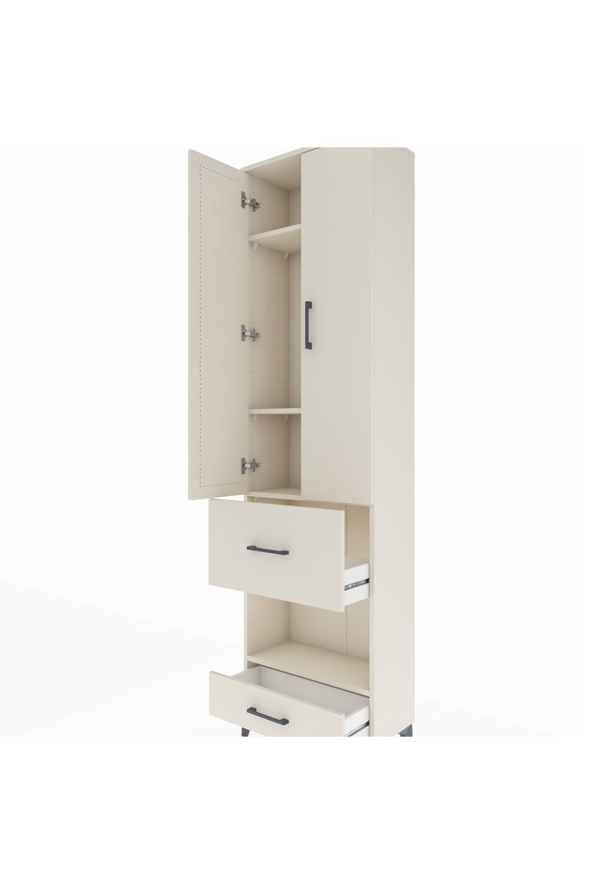 Arges Dolap 4 Raflı 2 Çekmeceli 2 Kapaklı 60x30x221 - S29M107V1A