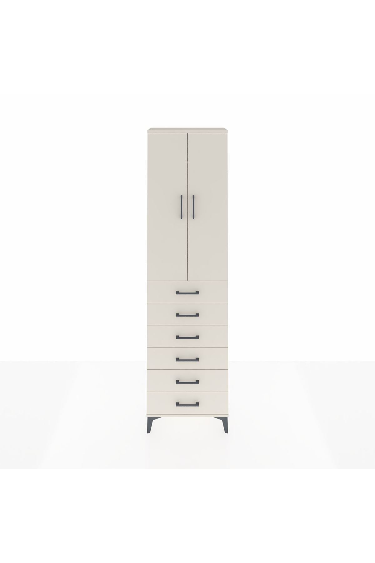 Arges Dolap 2 Raflı 6 Çekmeceli Tek Askılı 60x30x221 - S29M109V1A