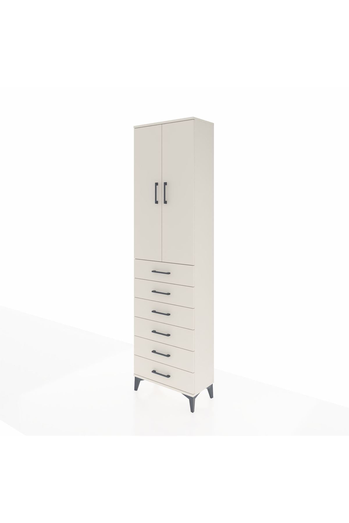 Arges Dolap 2 Raflı 6 Çekmeceli Tek Askılı 60x30x221 - S29M109V1A
