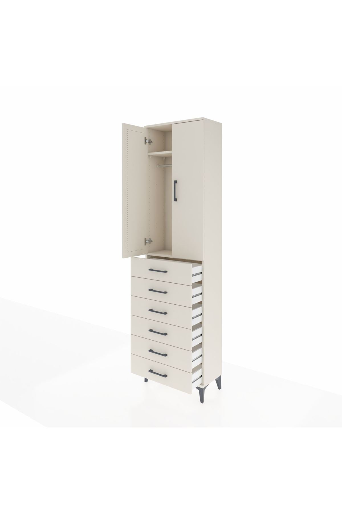Arges Dolap 2 Raflı 6 Çekmeceli Tek Askılı 60x30x221 - S29M109V1A