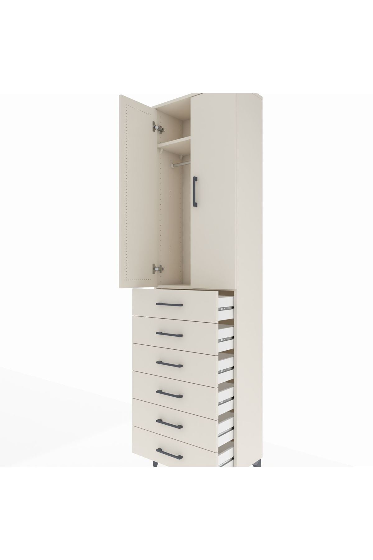 Arges Dolap 2 Raflı 6 Çekmeceli Tek Askılı 60x30x221 - S29M109V1A