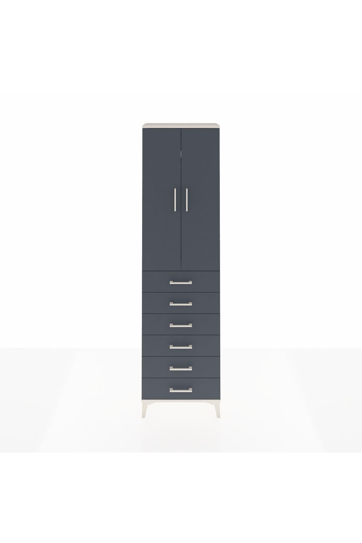 Arges Dolap 2 Raflı 6 Çekmeceli Tek Askılı 60x30x221 - S29M109V2A