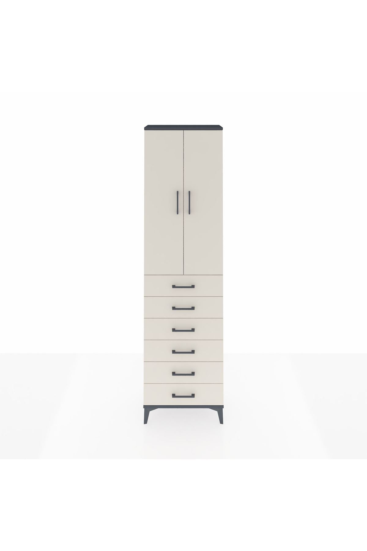 Arges Dolap 2 Raflı 6 Çekmeceli Tek Askılı 60x30x221 - S29M109V4A