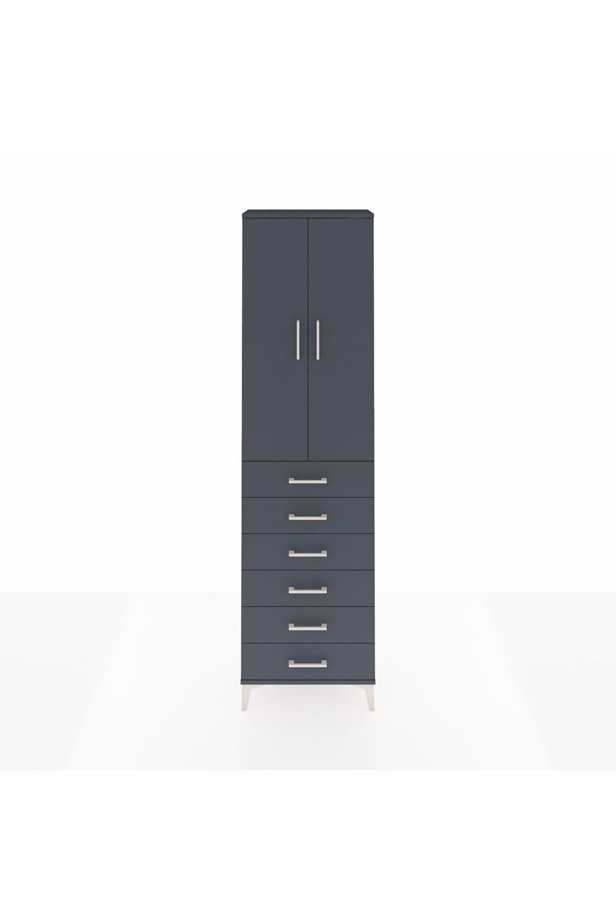 Arges Dolap 2 Raflı 6 Çekmeceli Tek Askılı 60x30x221 - S29M109V5A