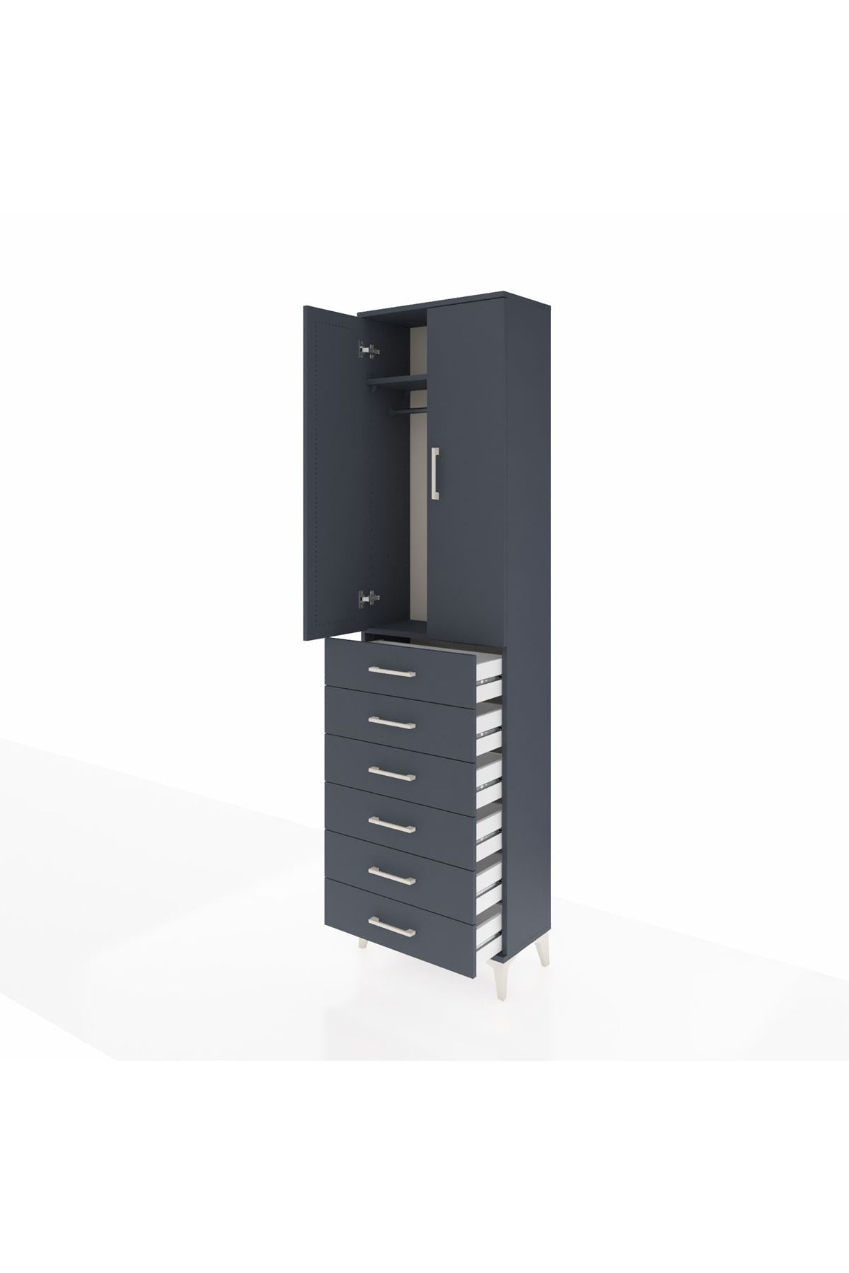 Arges Dolap 2 Raflı 6 Çekmeceli Tek Askılı 60x30x221 - S29M109V5A
