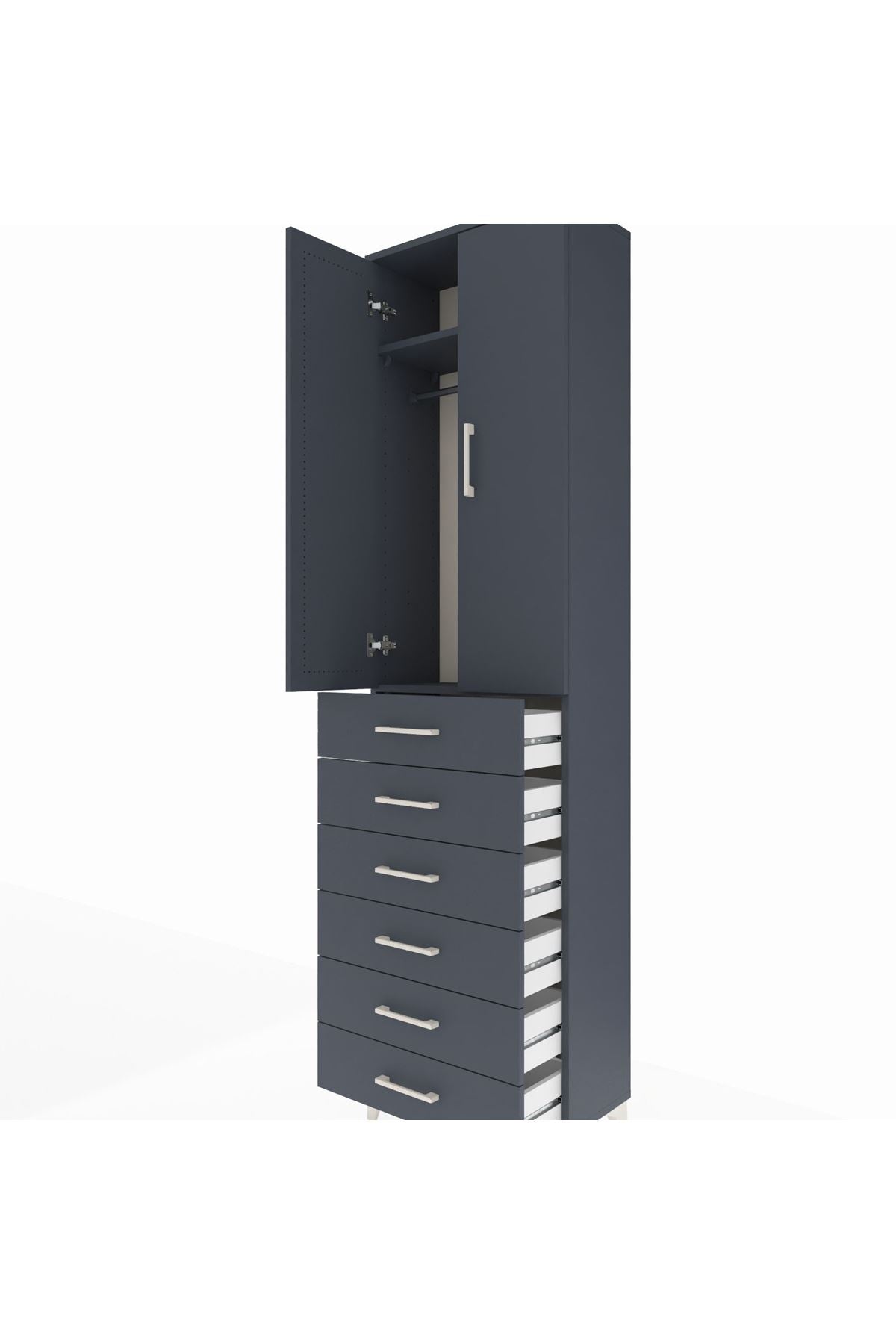 Arges Dolap 2 Raflı 6 Çekmeceli Tek Askılı 60x30x221 - S29M109V5A