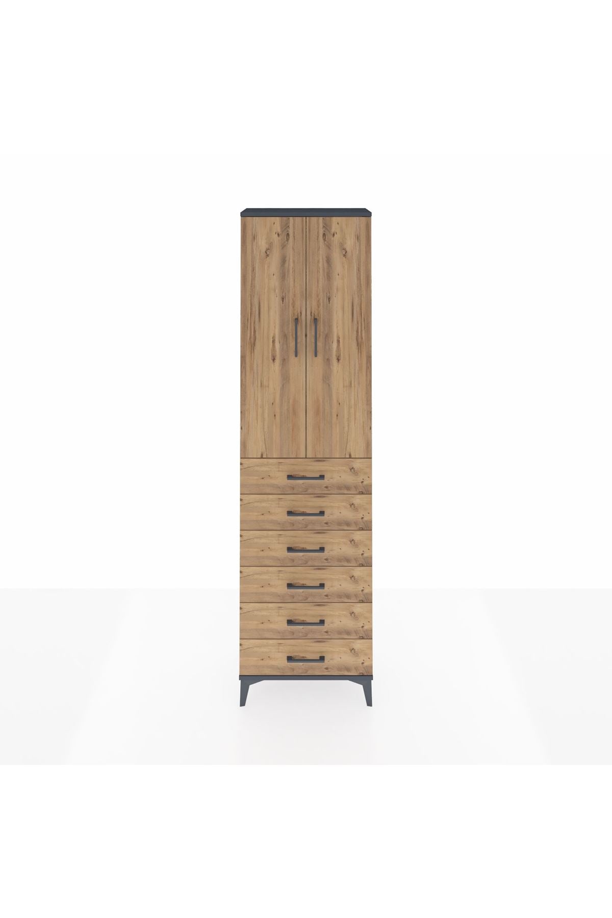 Arges Dolap 2 Raflı 6 Çekmeceli Tek Askılı 60x30x221 - S29M109V6A