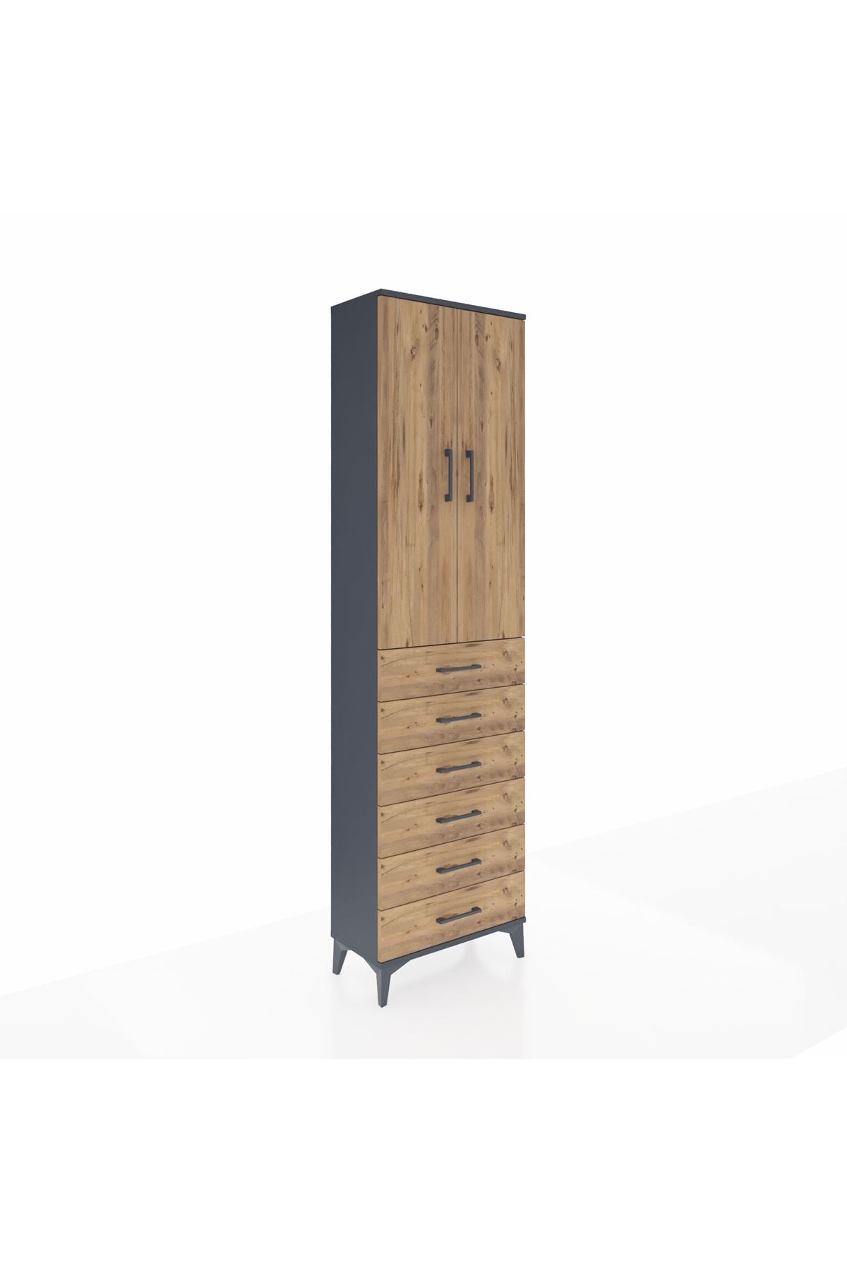 Arges Dolap 2 Raflı 6 Çekmeceli Tek Askılı 60x30x221 - S29M109V6A
