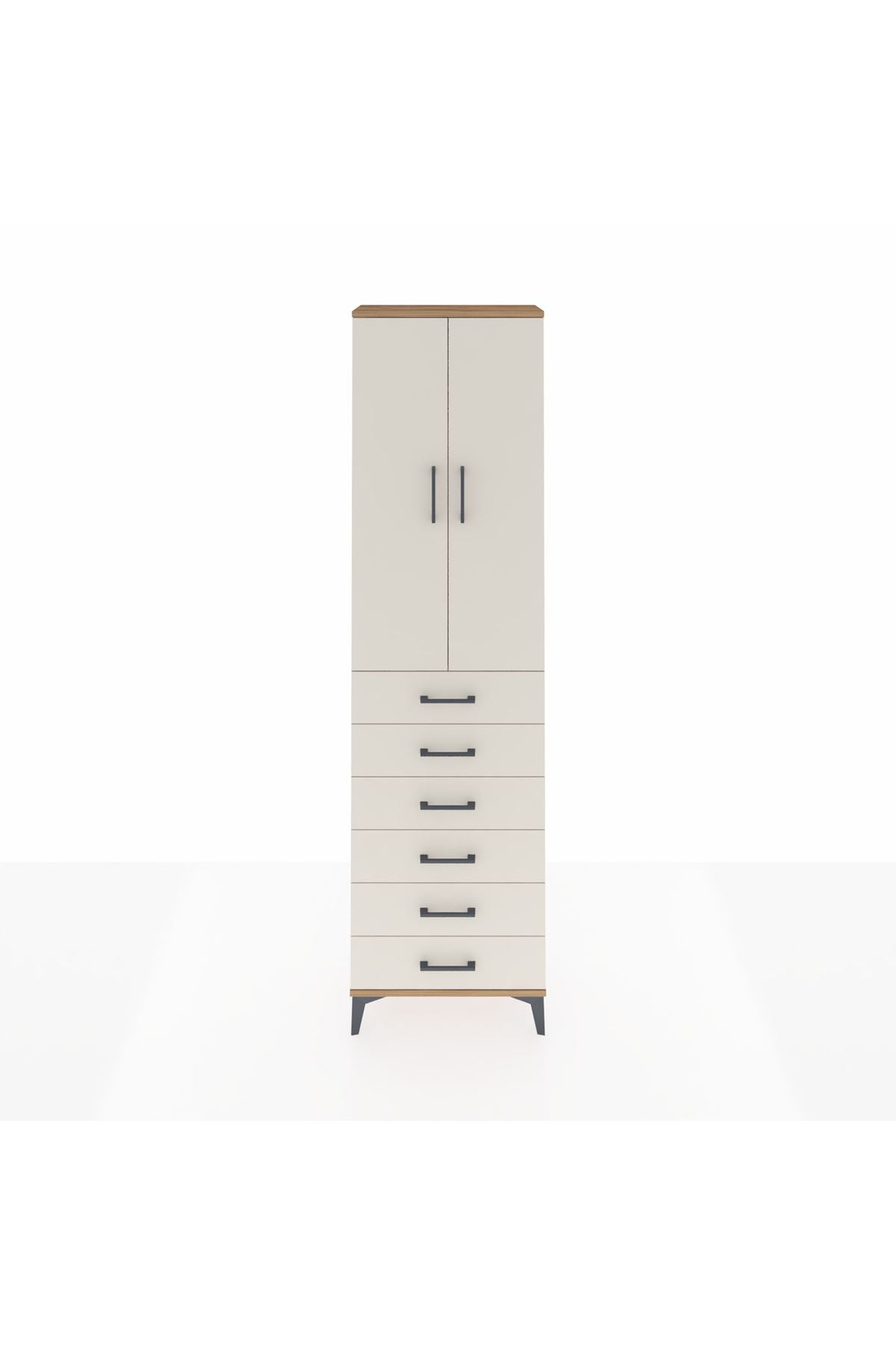 Arges Dolap 2 Raflı 6 Çekmeceli Tek Askılı 60x30x221 - S29M109V7A