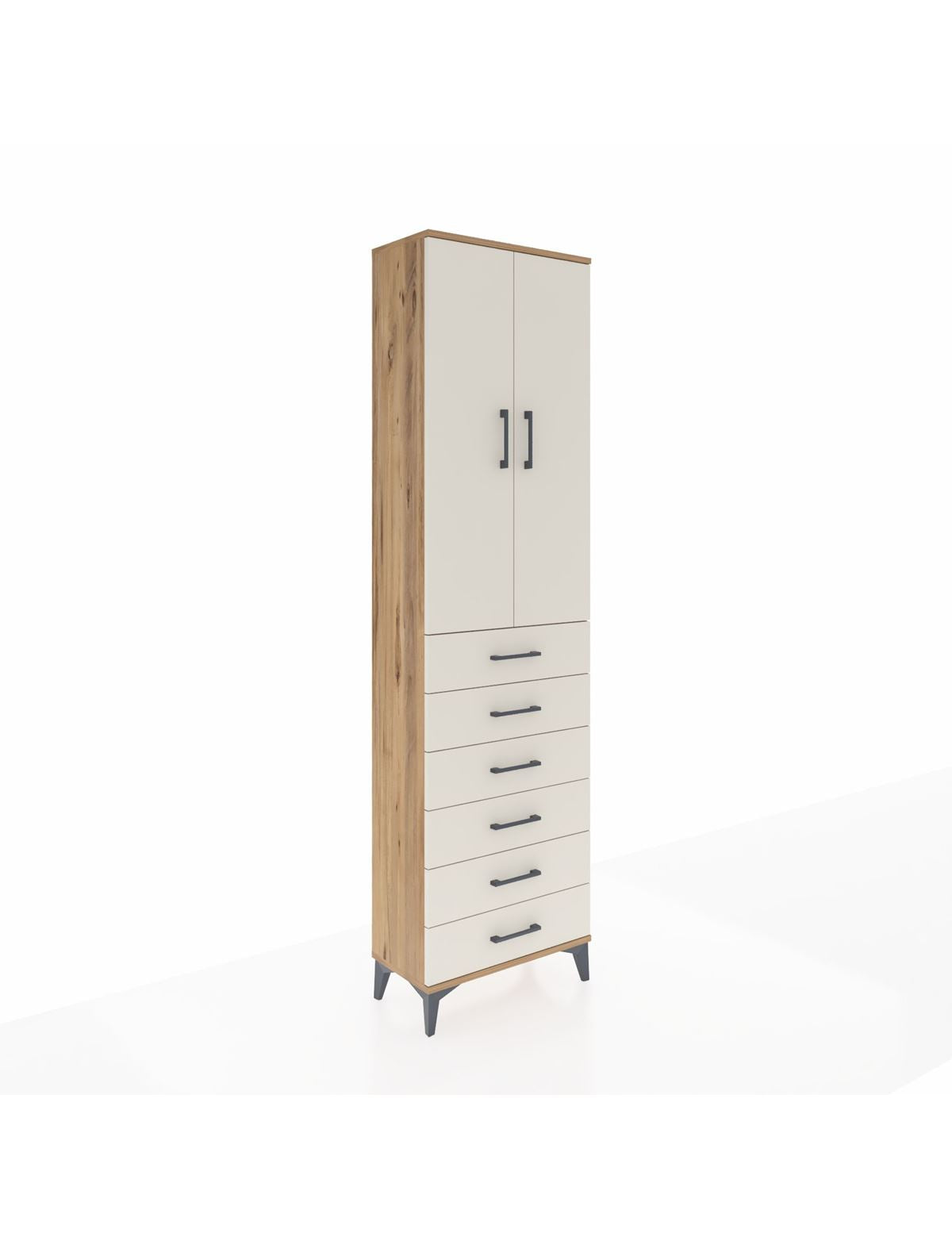 Arges Dolap 2 Raflı 6 Çekmeceli Tek Askılı 60x30x221 - S29M109V7A